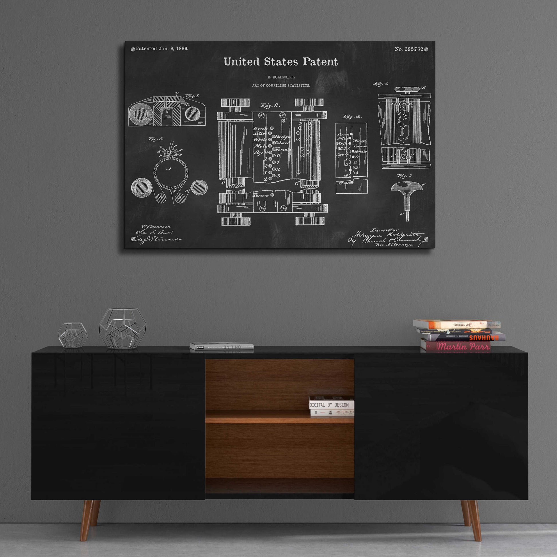 Epic Art 'Tubular Machine Blueprint Patent Chalkboard,' Acrylic Glass Wall Art,36x24