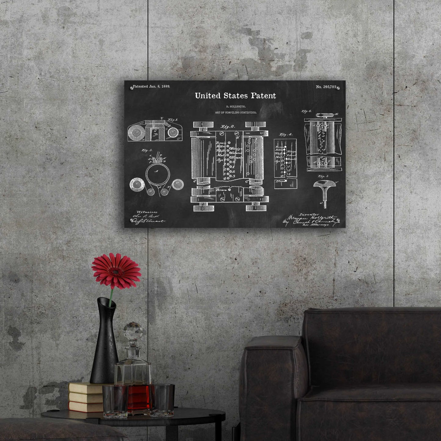 Epic Art 'Tubular Machine Blueprint Patent Chalkboard,' Acrylic Glass Wall Art,36x24