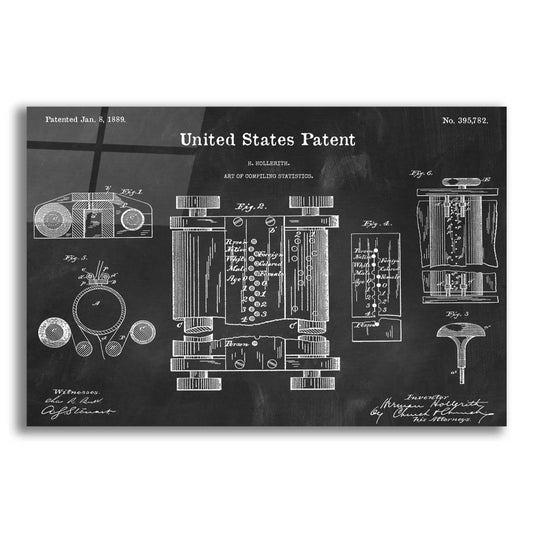 Epic Art 'Tubular Machine Blueprint Patent Chalkboard,' Acrylic Glass Wall Art,16x12x1.1x0,26x18x1.1x0,34x26x1.74x0,54x40x1.74x0