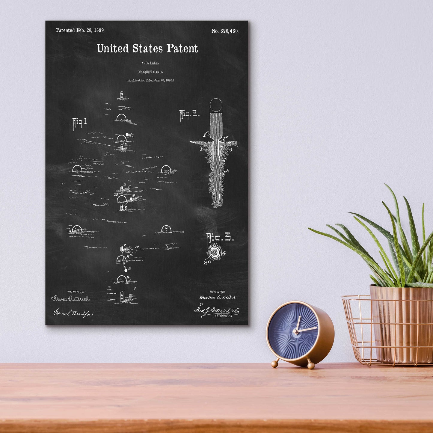 Epic Art 'Croquet Blueprint Patent Chalkboard,' Acrylic Glass Wall Art,12x16