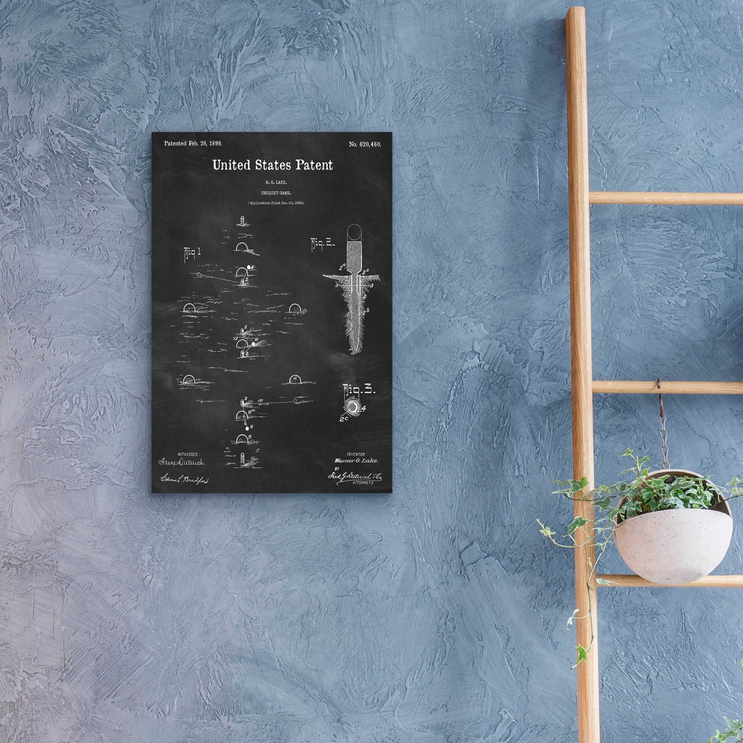 Epic Art 'Croquet Blueprint Patent Chalkboard,' Acrylic Glass Wall Art,16x24