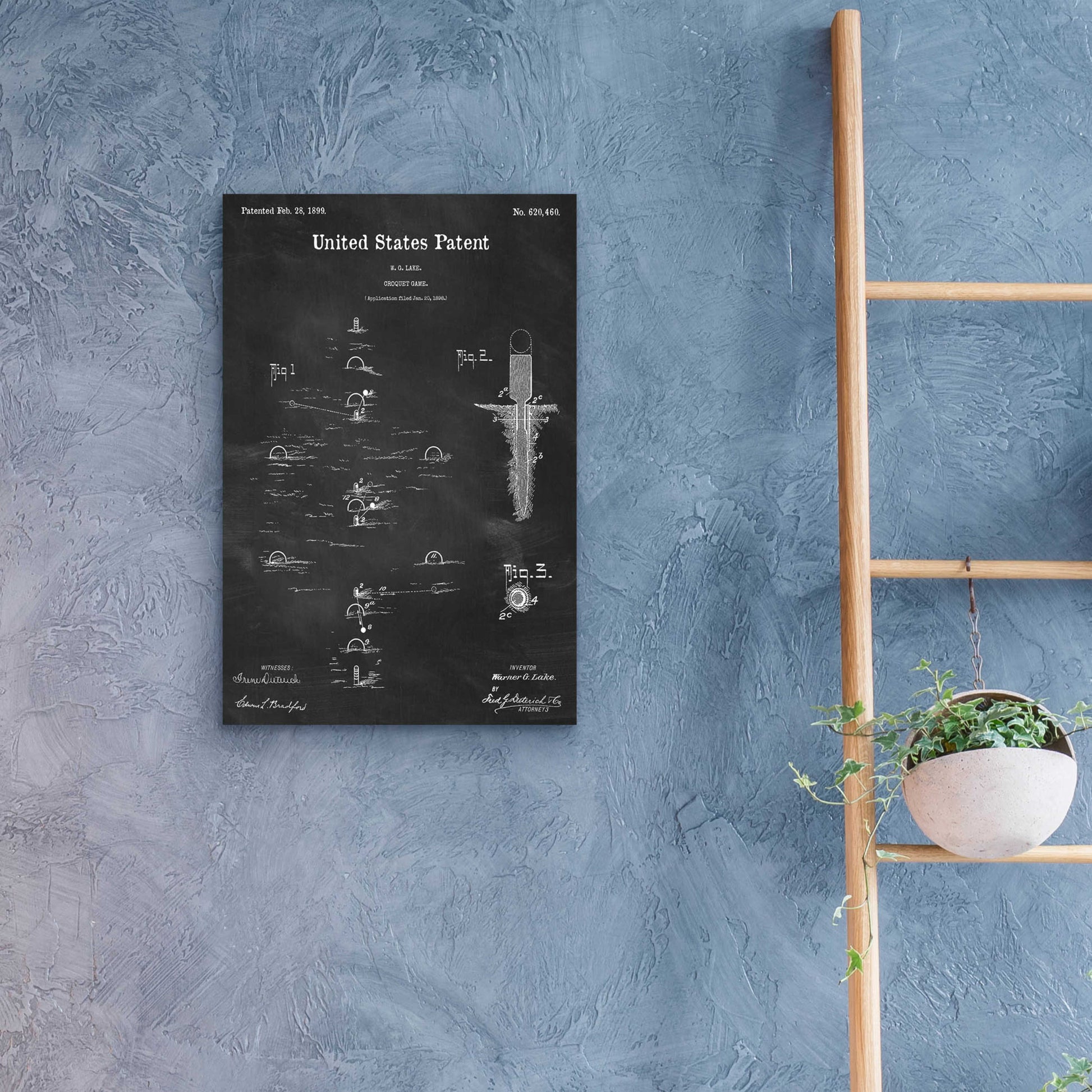 Epic Art 'Croquet Blueprint Patent Chalkboard,' Acrylic Glass Wall Art,16x24