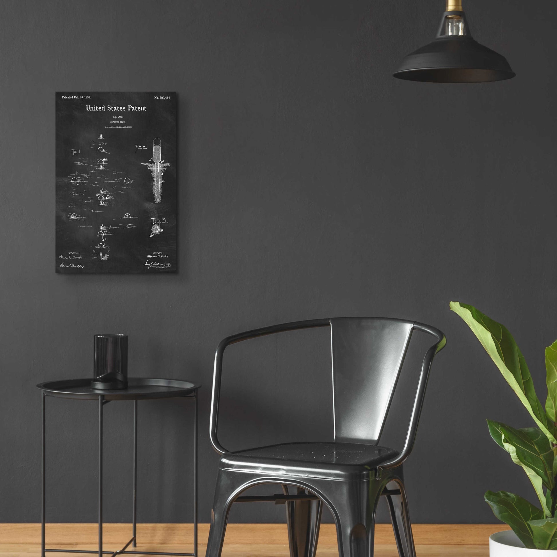 Epic Art 'Croquet Blueprint Patent Chalkboard,' Acrylic Glass Wall Art,16x24