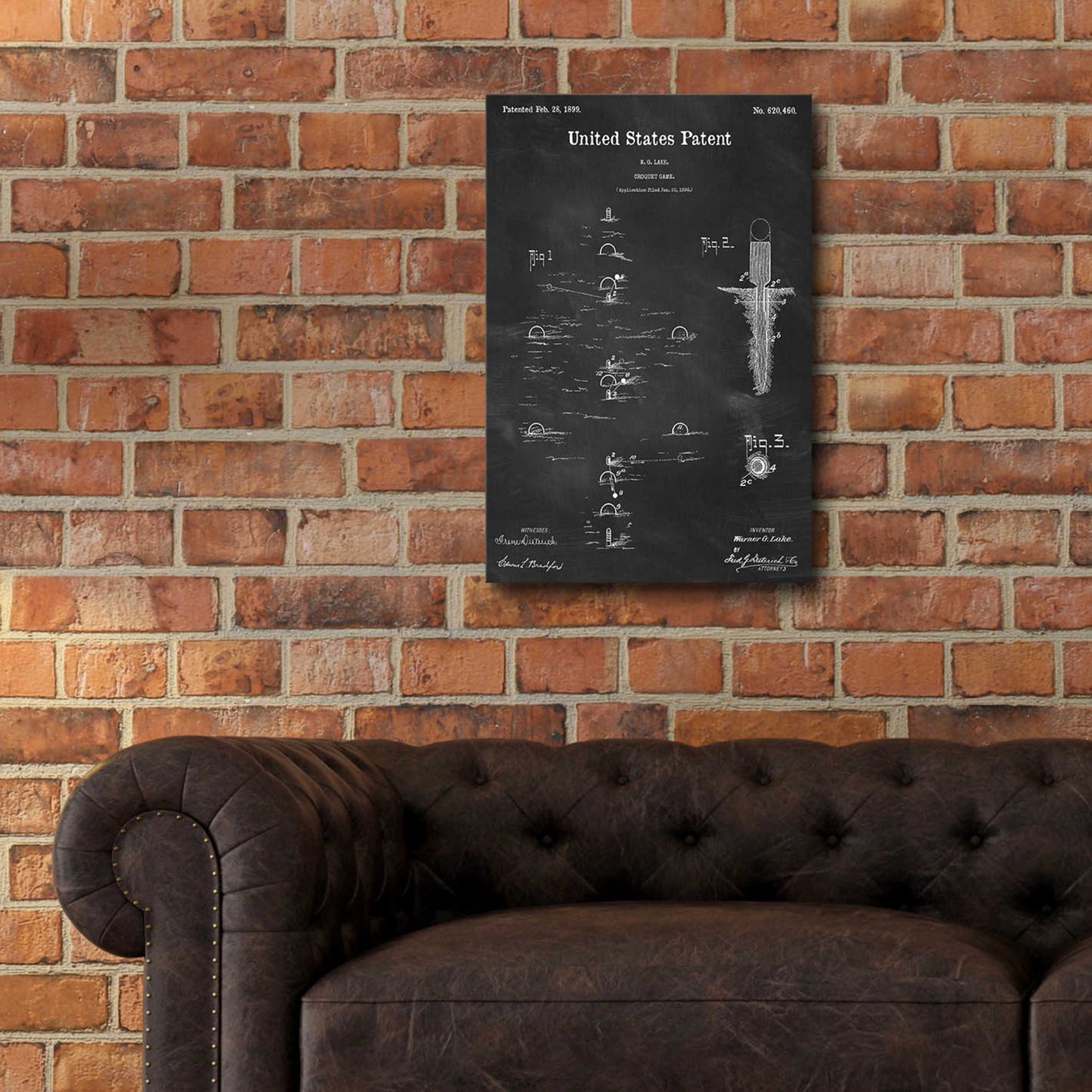 Epic Art 'Croquet Blueprint Patent Chalkboard,' Acrylic Glass Wall Art,16x24