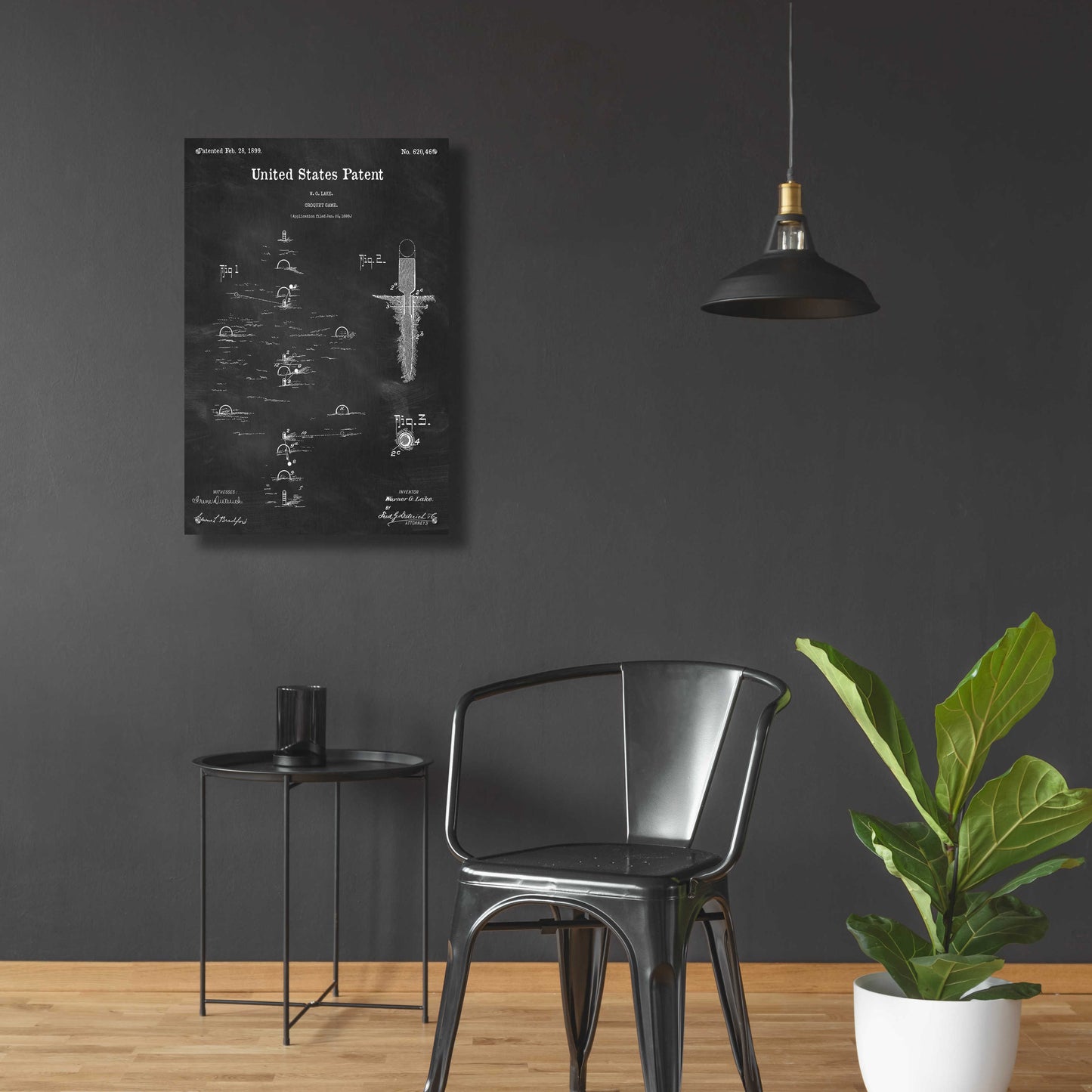 Epic Art 'Croquet Blueprint Patent Chalkboard,' Acrylic Glass Wall Art,24x36