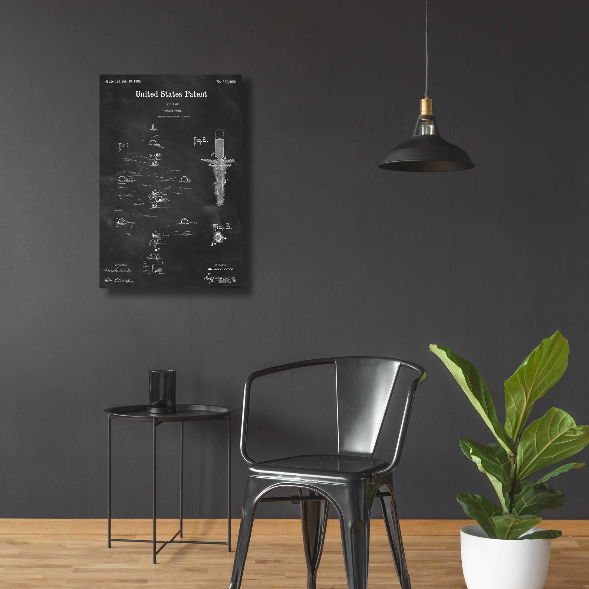 Epic Art 'Croquet Blueprint Patent Chalkboard,' Acrylic Glass Wall Art,24x36