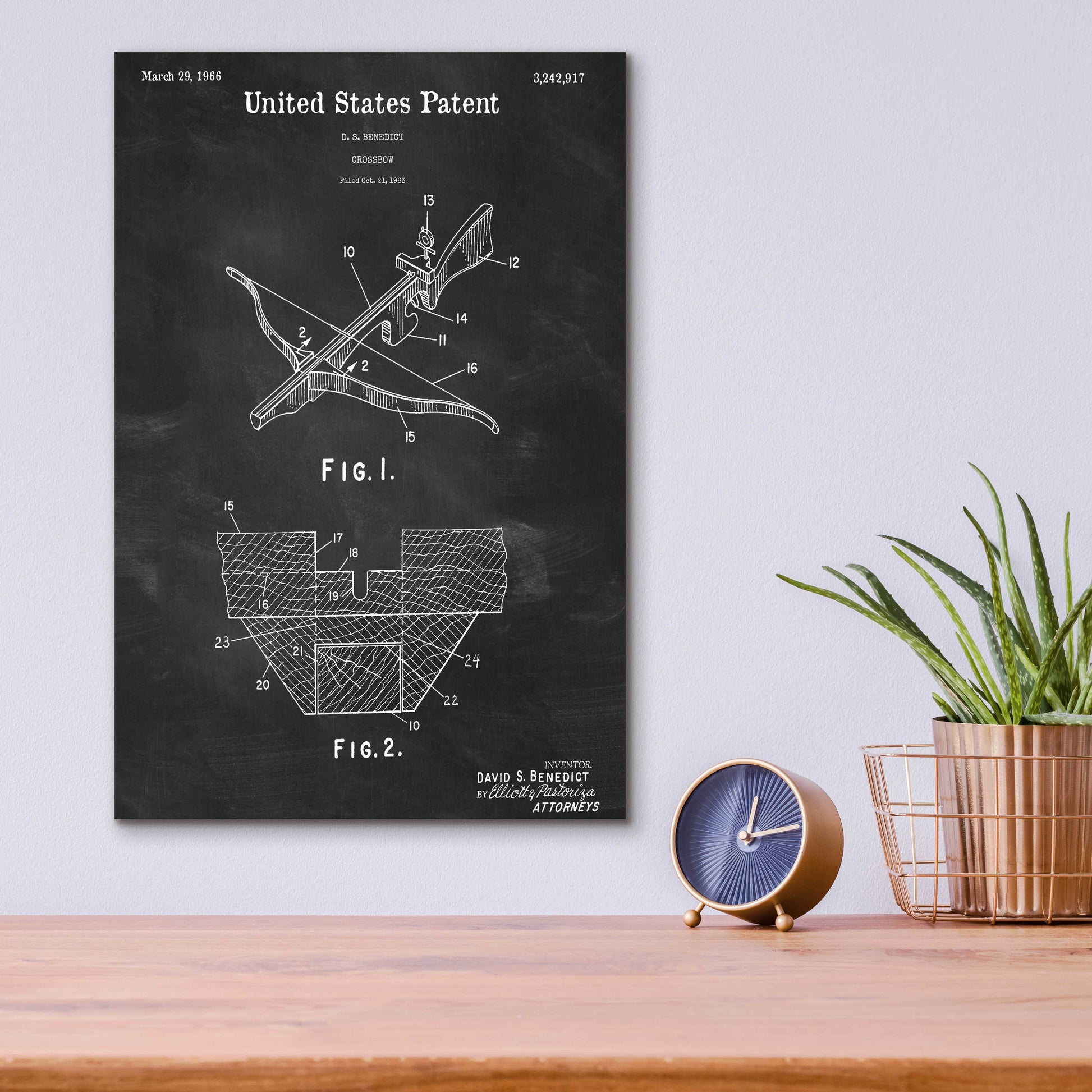 Epic Art 'Crossbow Blueprint Patent Chalkboard,' Acrylic Glass Wall Art,12x16