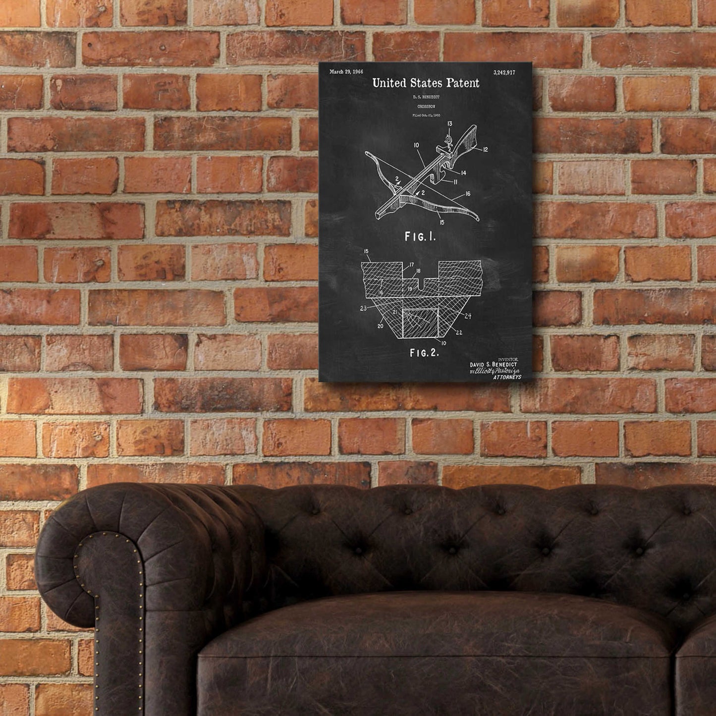 Epic Art 'Crossbow Blueprint Patent Chalkboard,' Acrylic Glass Wall Art,16x24