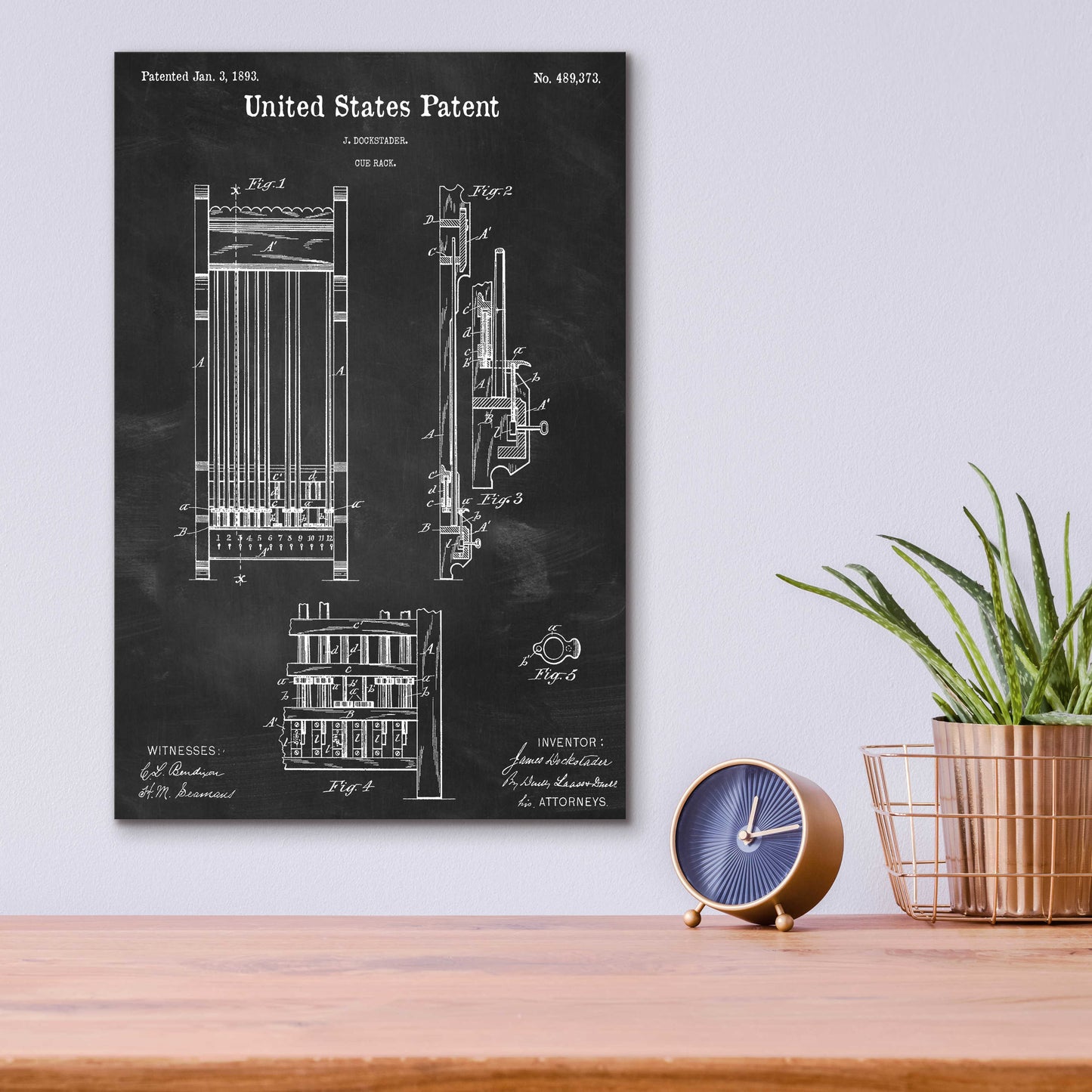 Epic Art 'Cue Rack Blueprint Patent Chalkboard,' Acrylic Glass Wall Art,12x16