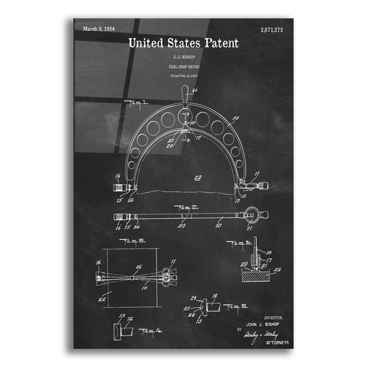 Epic Art 'Dial Snap Gauge Blueprint Patent Chalkboard,' Acrylic Glass Wall Art,12x16x1.1x0,18x26x1.1x0,26x34x1.74x0,40x54x1.74x0