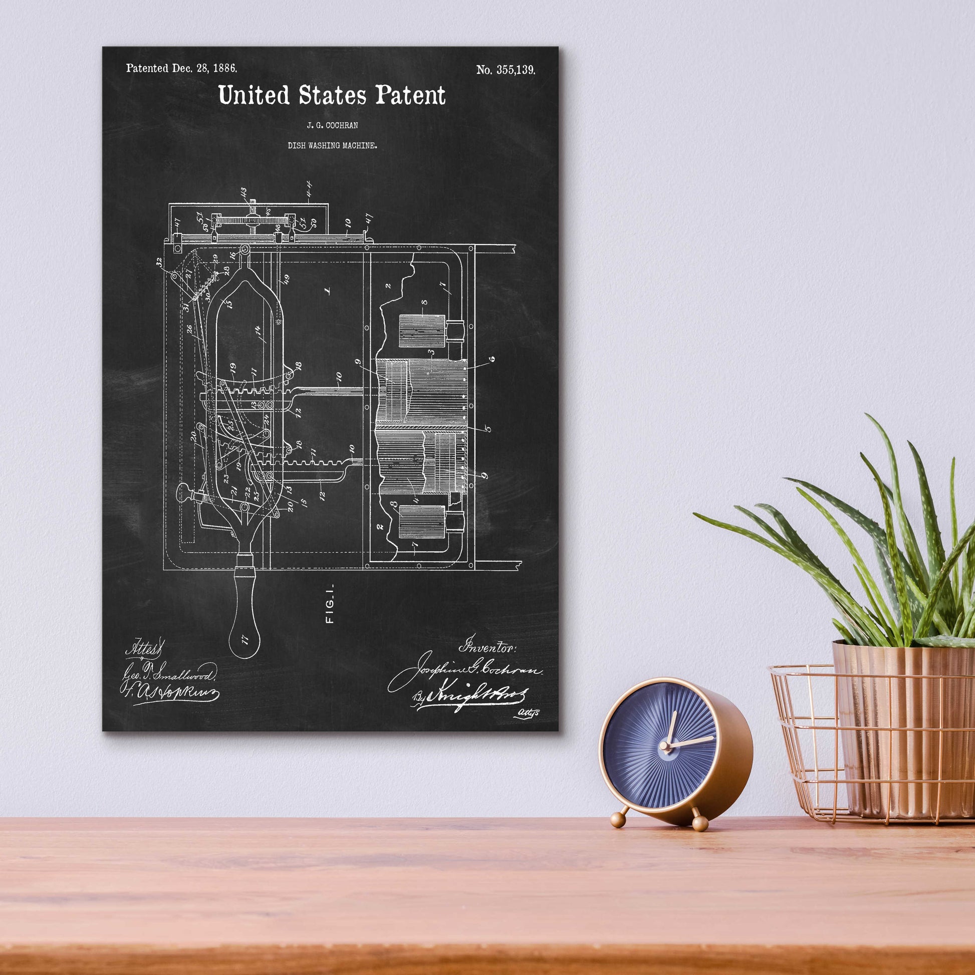 Epic Art 'Dish Washing Machine Blueprint Patent Chalkboard,' Acrylic Glass Wall Art,12x16