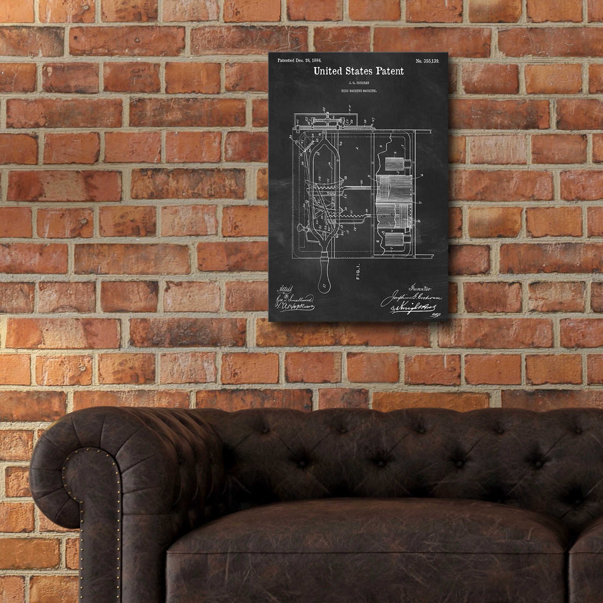 Epic Art 'Dish Washing Machine Blueprint Patent Chalkboard,' Acrylic Glass Wall Art,16x24