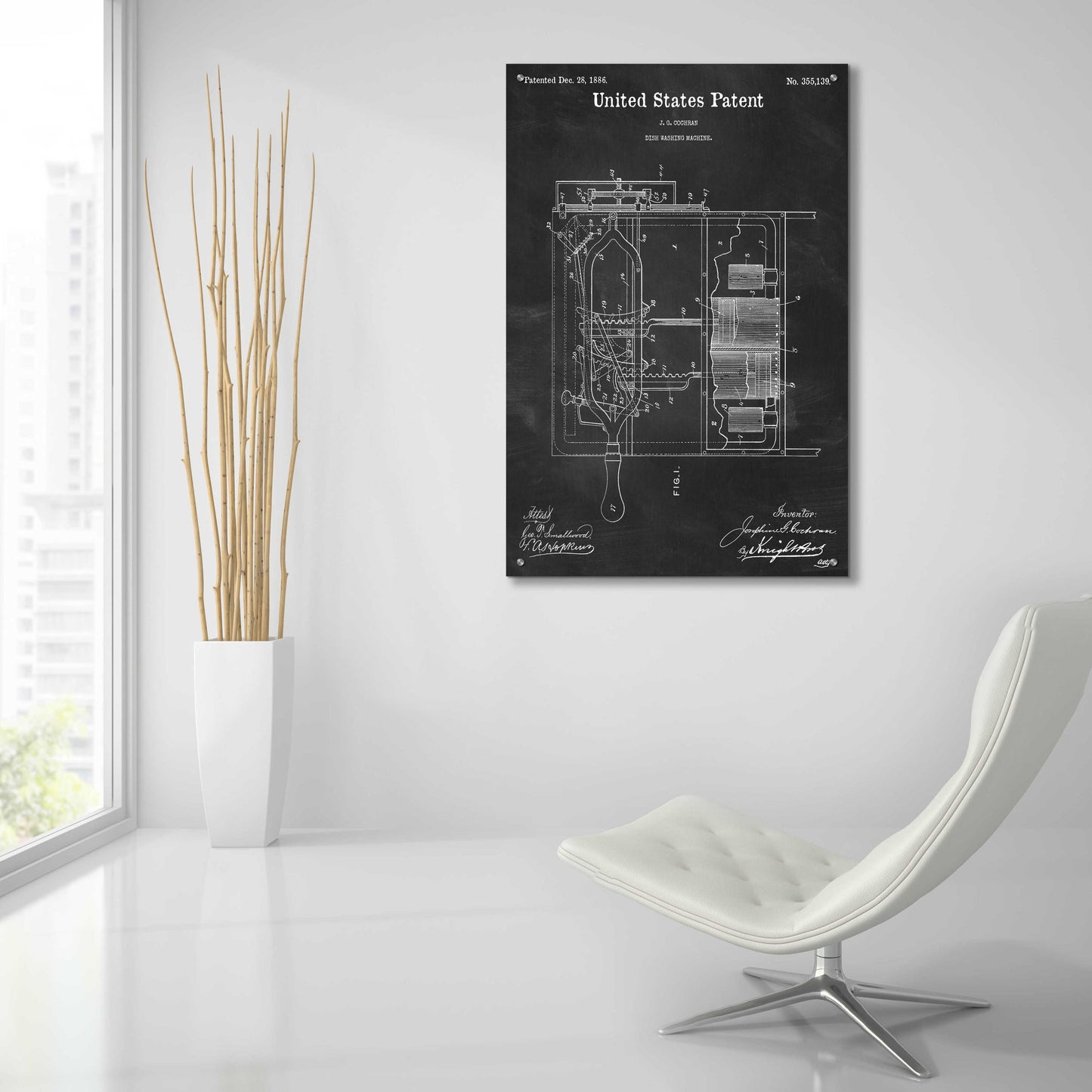 Epic Art 'Dish Washing Machine Blueprint Patent Chalkboard,' Acrylic Glass Wall Art,24x36