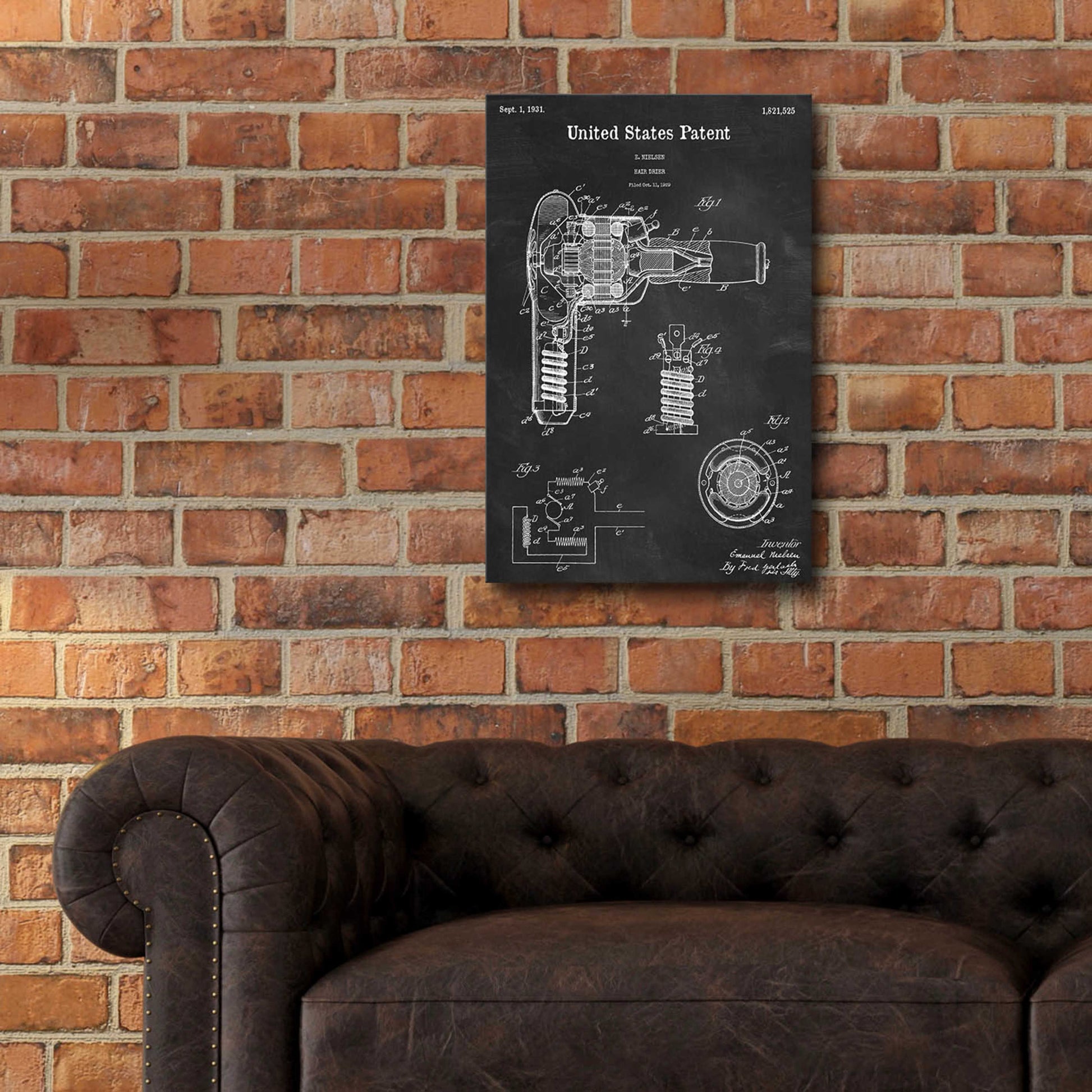 Epic Art 'Hair Dryer Blueprint Patent Chalkboard,' Acrylic Glass Wall Art,16x24