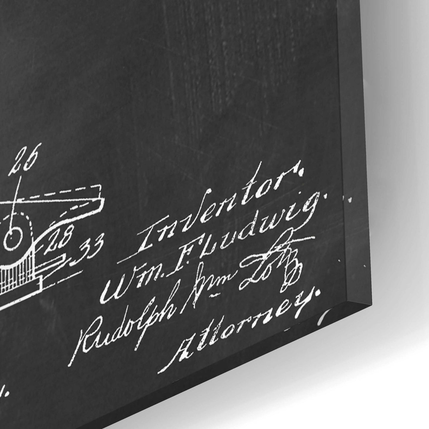 Epic Art 'Drum Beating Mechanism Blueprint Patent Chalkboard,' Acrylic Glass Wall Art,16x12