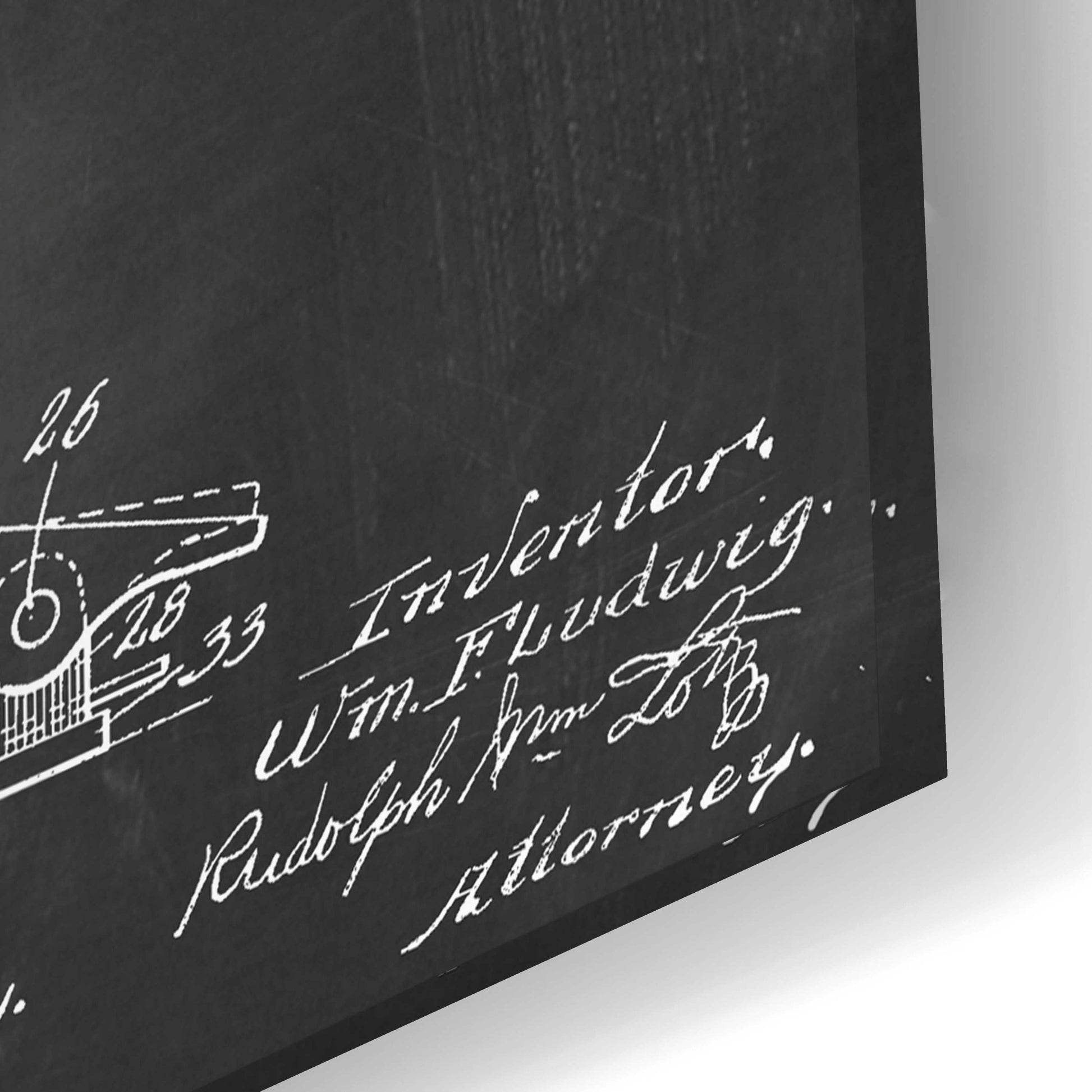 Epic Art 'Drum Beating Mechanism Blueprint Patent Chalkboard,' Acrylic Glass Wall Art,24x16