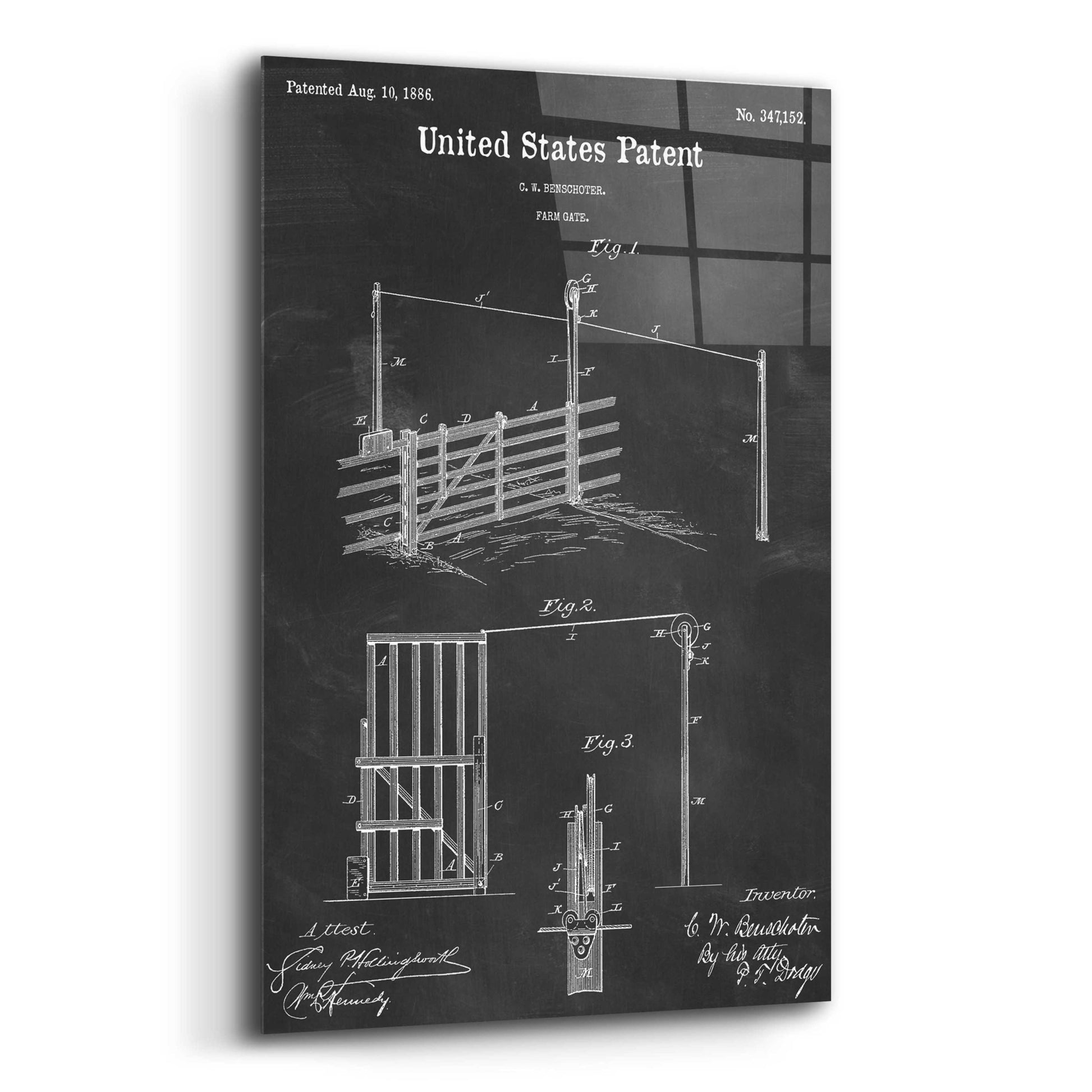 Epic Art 'Farm Gate Blueprint Patent Chalkboard,' Acrylic Glass Wall Art,12x16