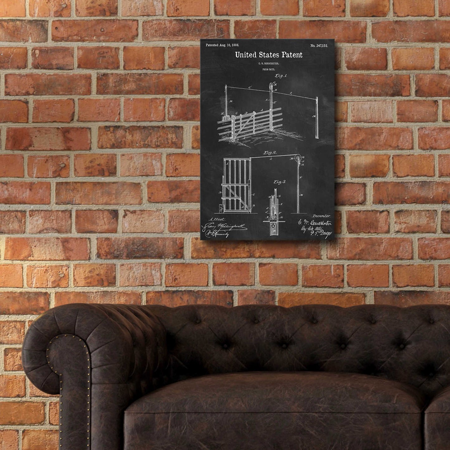 Epic Art 'Farm Gate Blueprint Patent Chalkboard,' Acrylic Glass Wall Art,16x24