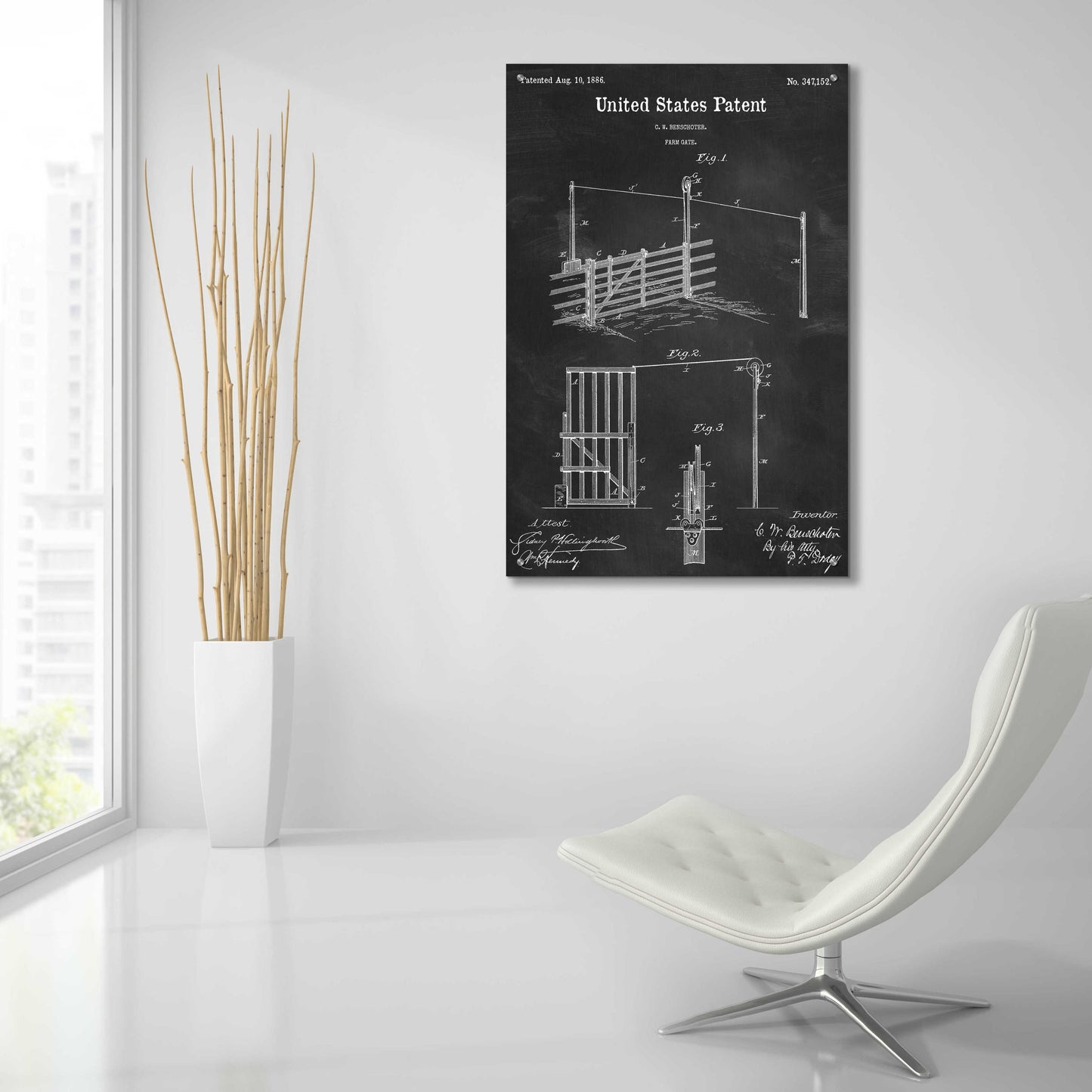 Epic Art 'Farm Gate Blueprint Patent Chalkboard,' Acrylic Glass Wall Art,24x36