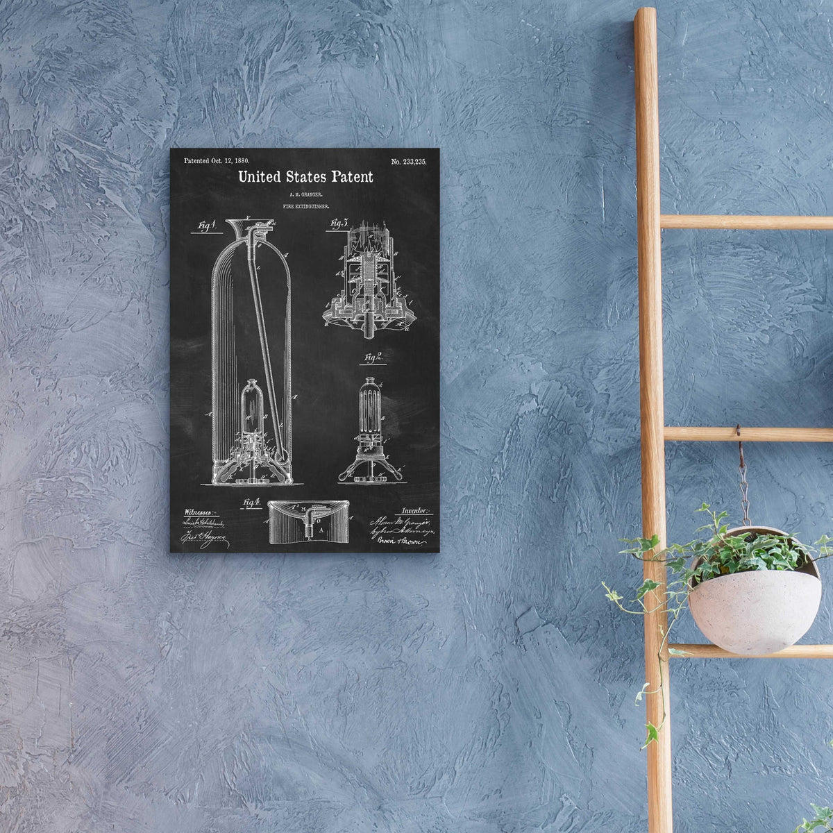 Epic Art 'Fire Extinguisher Blueprint Patent Chalkboard,' Acrylic Glass Wall Art,16x24