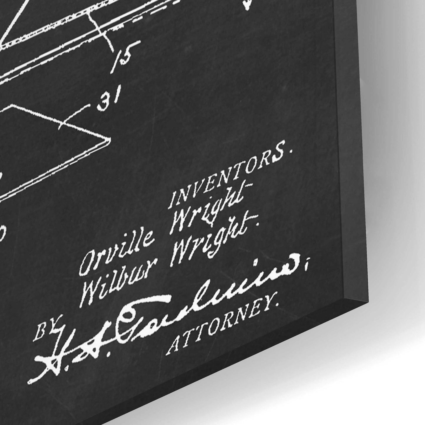 Epic Art 'Wright Bros. Flying Machine Blueprint Patent Chalkboard,' by Acrylic Glass Wall Art,16x12