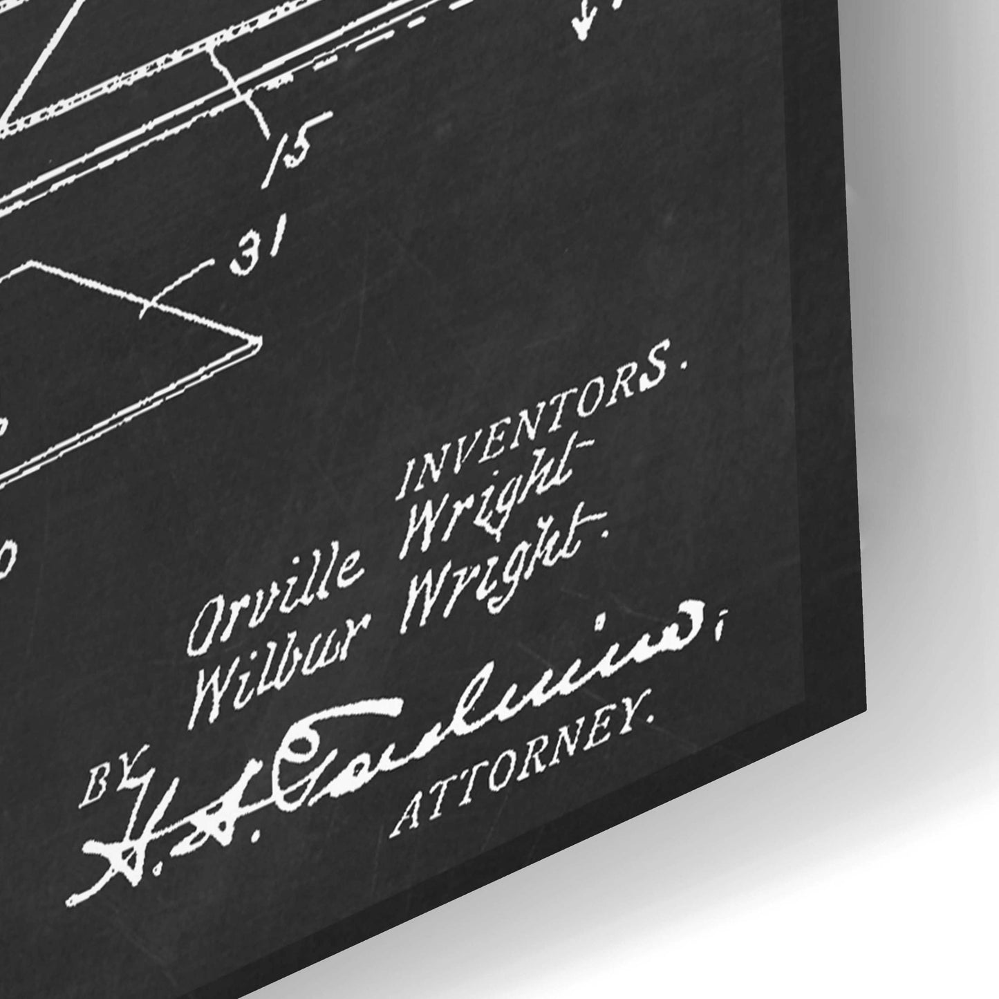 Epic Art 'Wright Bros. Flying Machine Blueprint Patent Chalkboard,' by Acrylic Glass Wall Art,24x16
