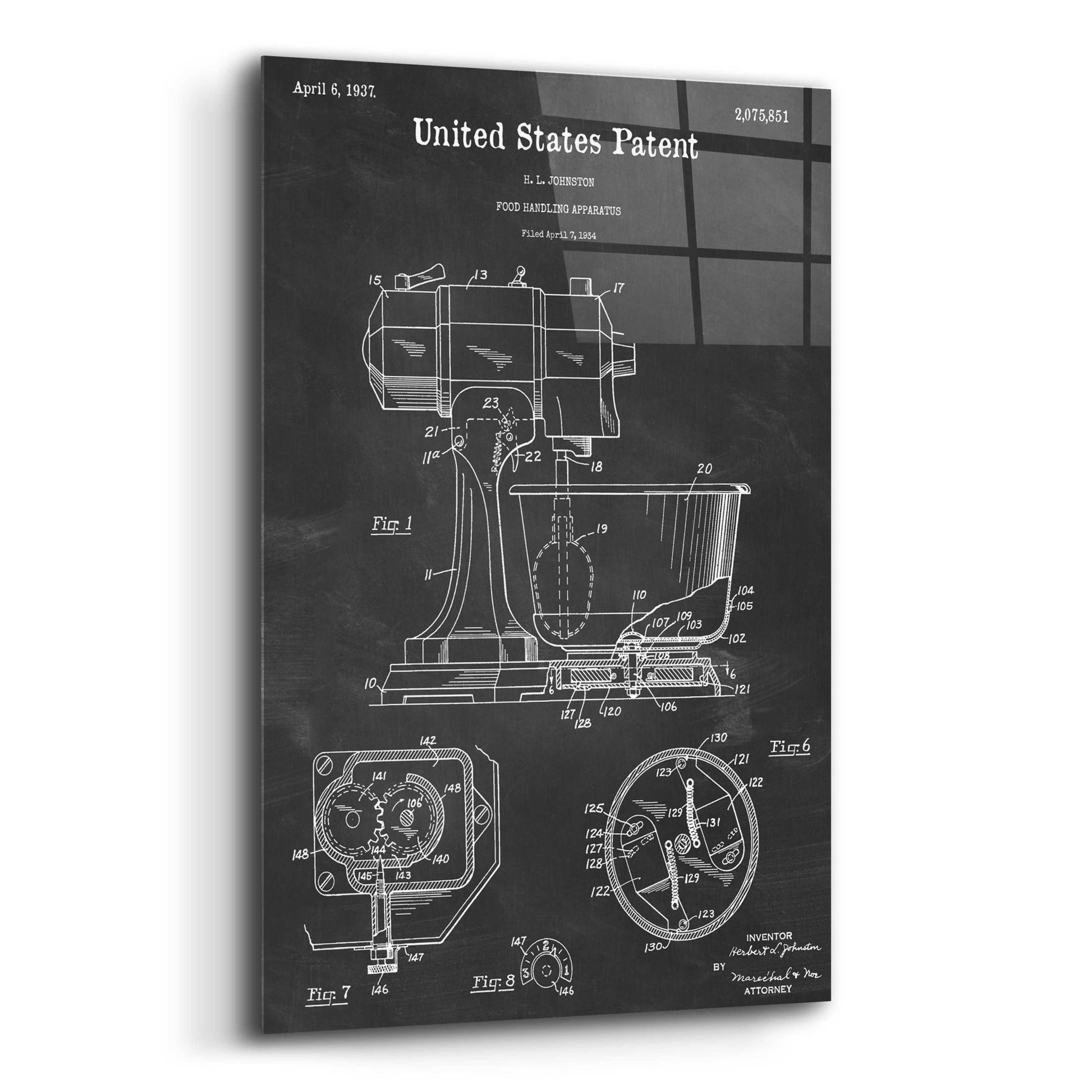 Epic Art 'Kitchen Mixer Blueprint Patent Chalkboard,' Acrylic Glass Wall Art,12x16