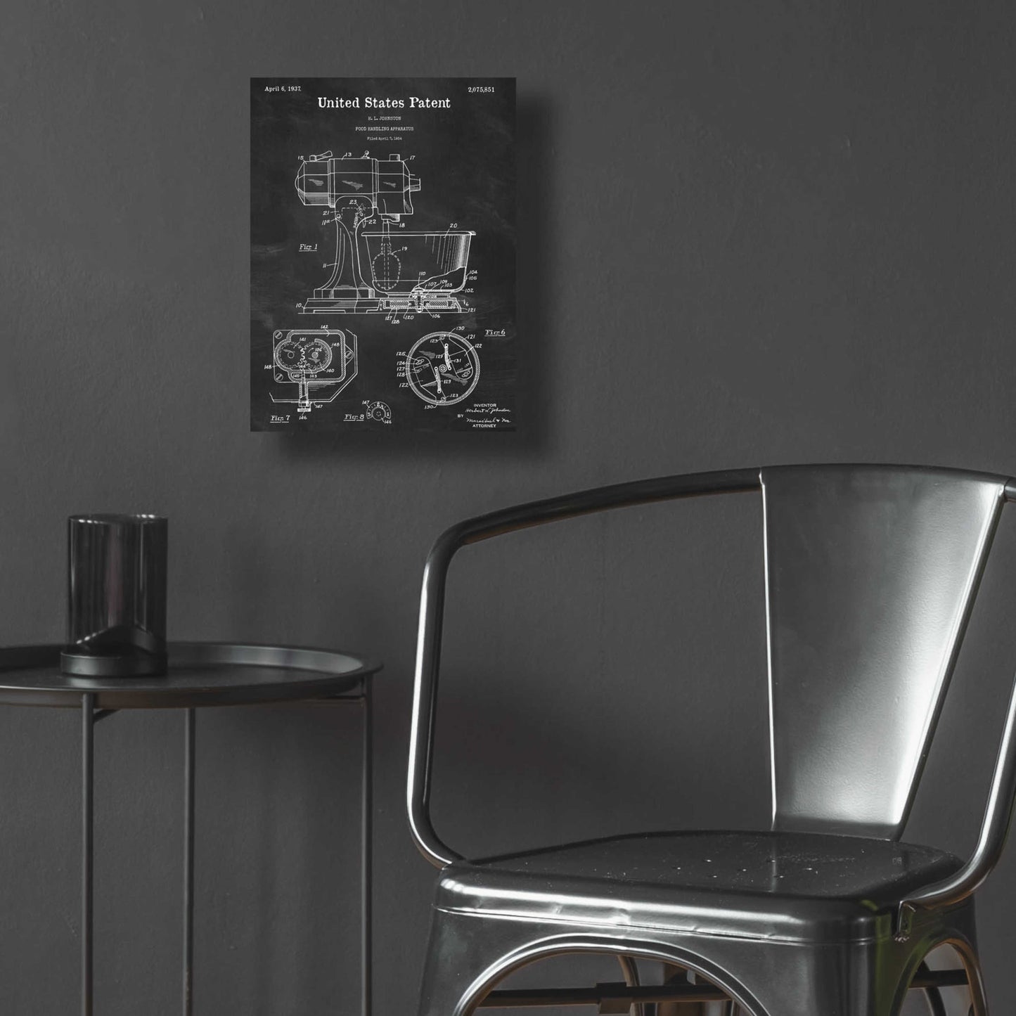 Epic Art 'Kitchen Mixer Blueprint Patent Chalkboard,' Acrylic Glass Wall Art,12x16