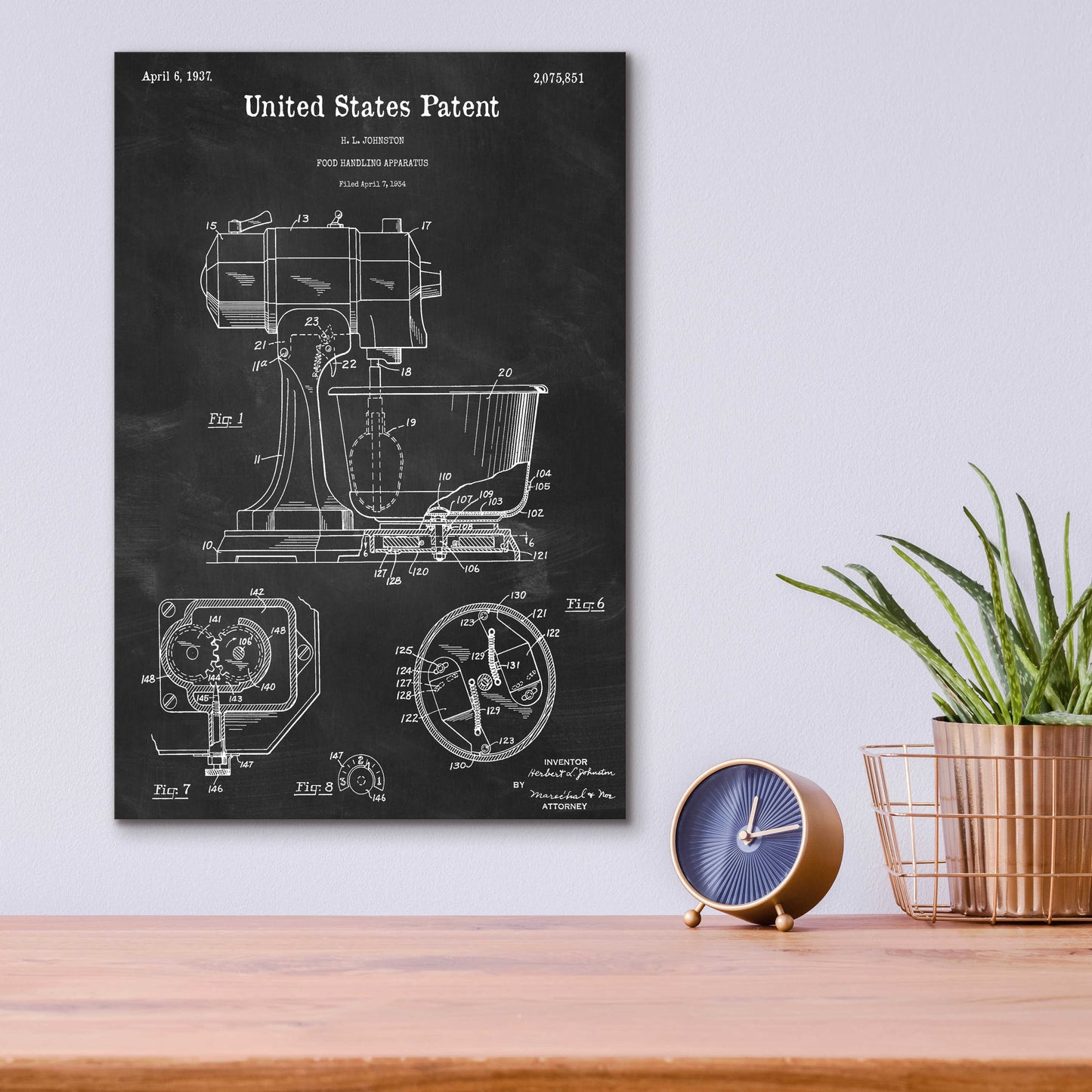 Epic Art 'Kitchen Mixer Blueprint Patent Chalkboard,' Acrylic Glass Wall Art,12x16