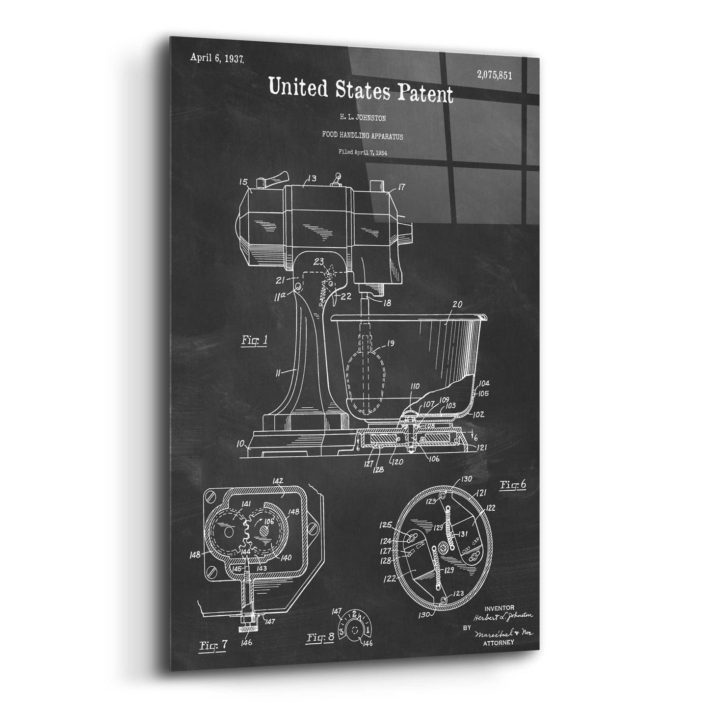 Epic Art 'Kitchen Mixer Blueprint Patent Chalkboard,' Acrylic Glass Wall Art,16x24