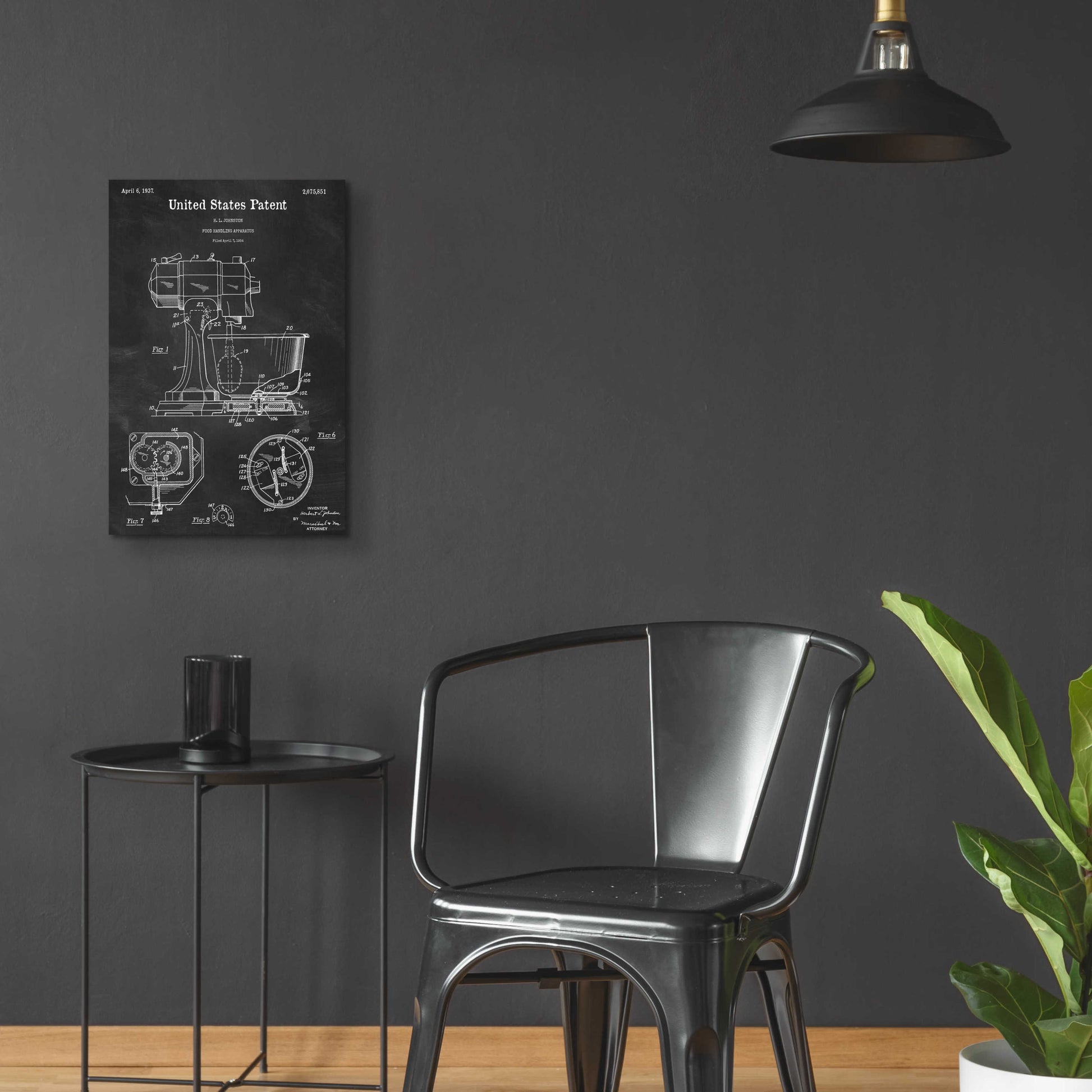 Epic Art 'Kitchen Mixer Blueprint Patent Chalkboard,' Acrylic Glass Wall Art,16x24