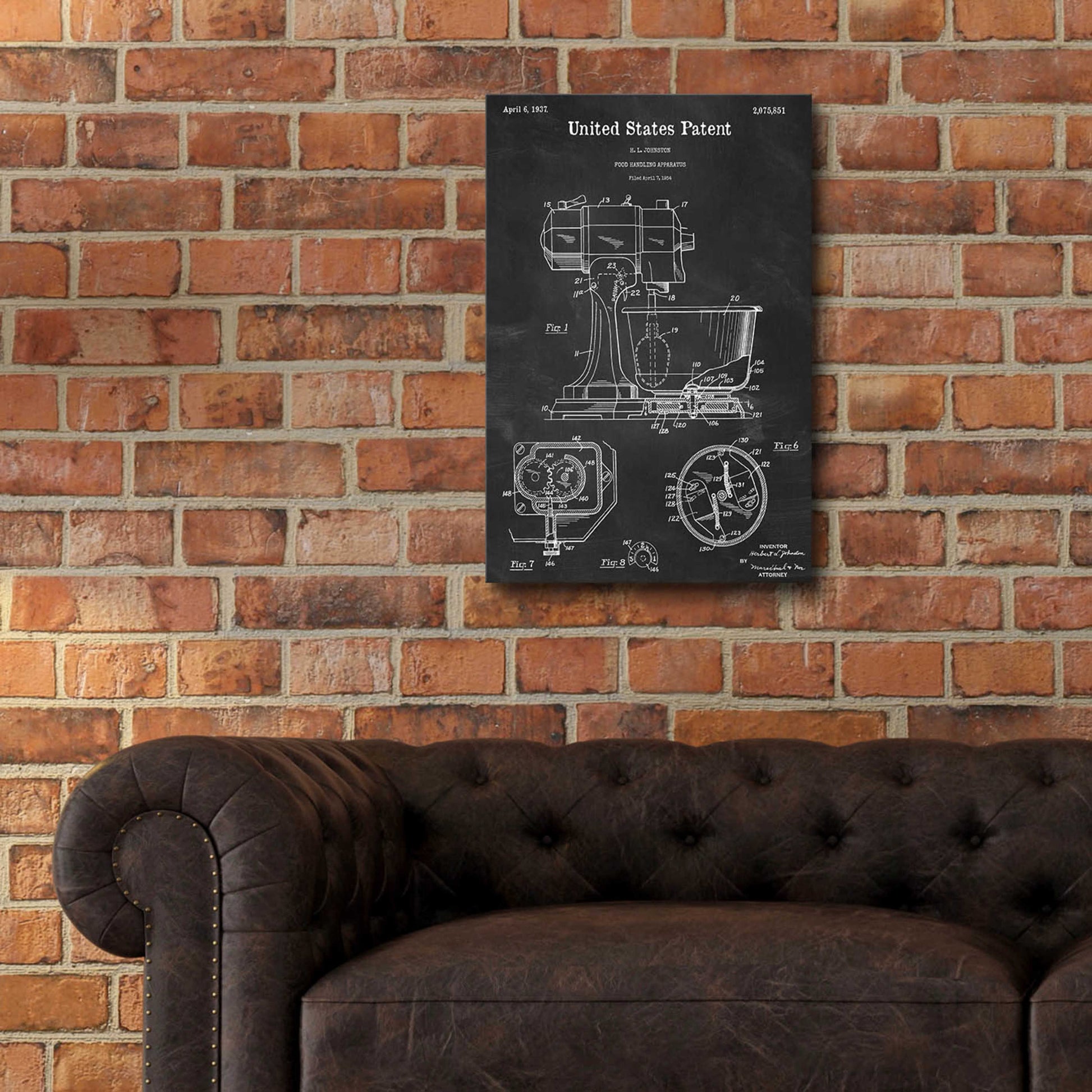 Epic Art 'Kitchen Mixer Blueprint Patent Chalkboard,' Acrylic Glass Wall Art,16x24