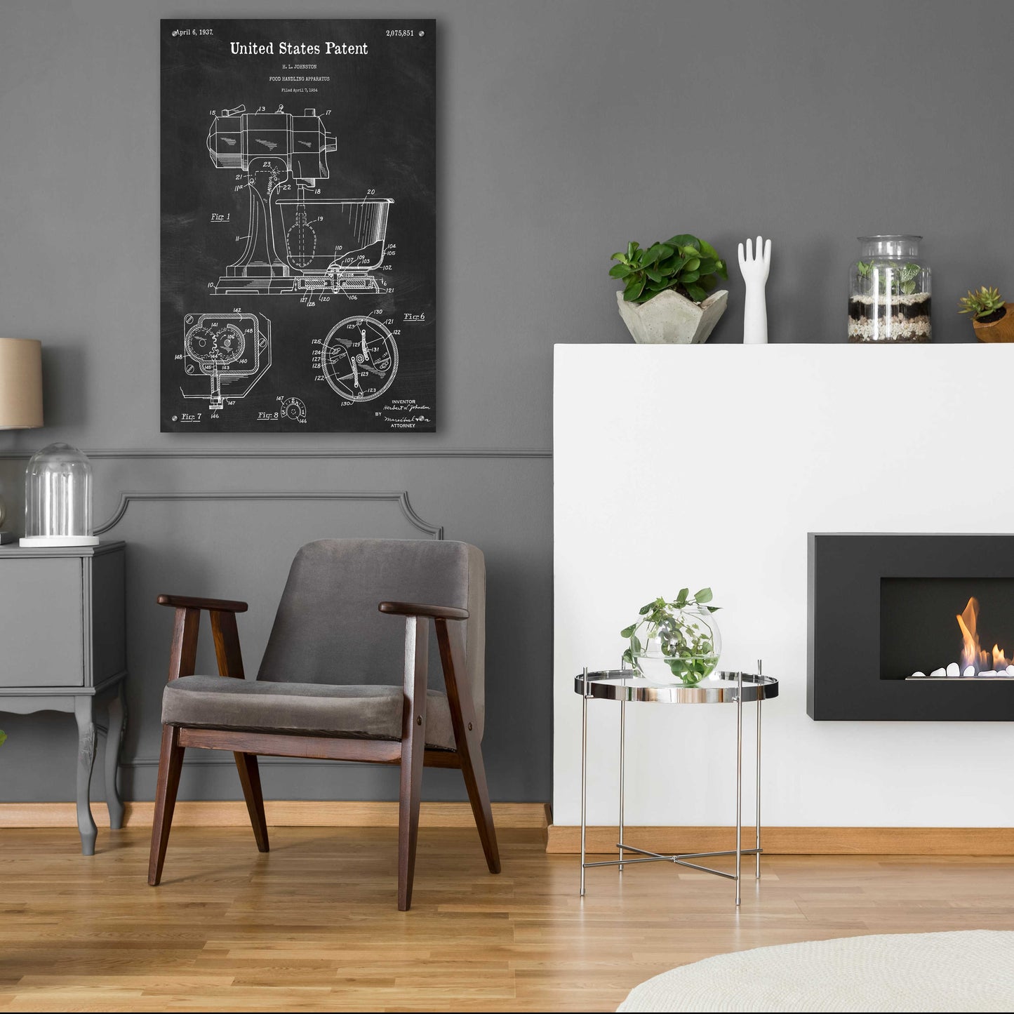 Epic Art 'Kitchen Mixer Blueprint Patent Chalkboard,' Acrylic Glass Wall Art,24x36