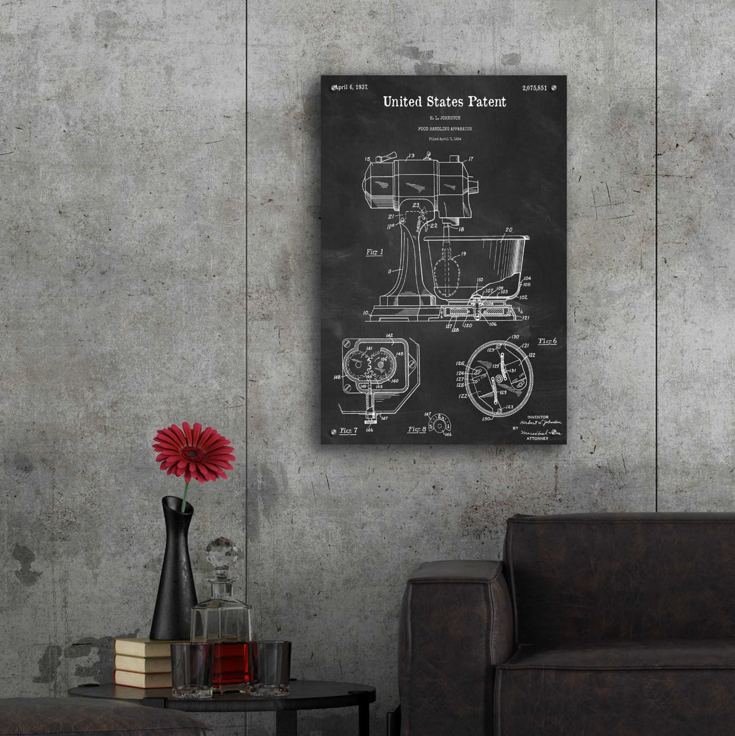 Epic Art 'Kitchen Mixer Blueprint Patent Chalkboard,' Acrylic Glass Wall Art,24x36