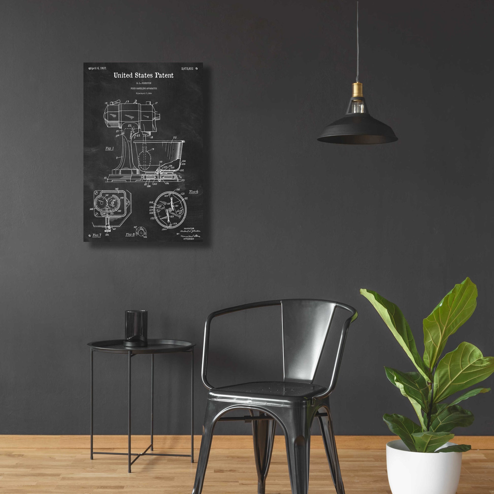 Epic Art 'Kitchen Mixer Blueprint Patent Chalkboard,' Acrylic Glass Wall Art,24x36