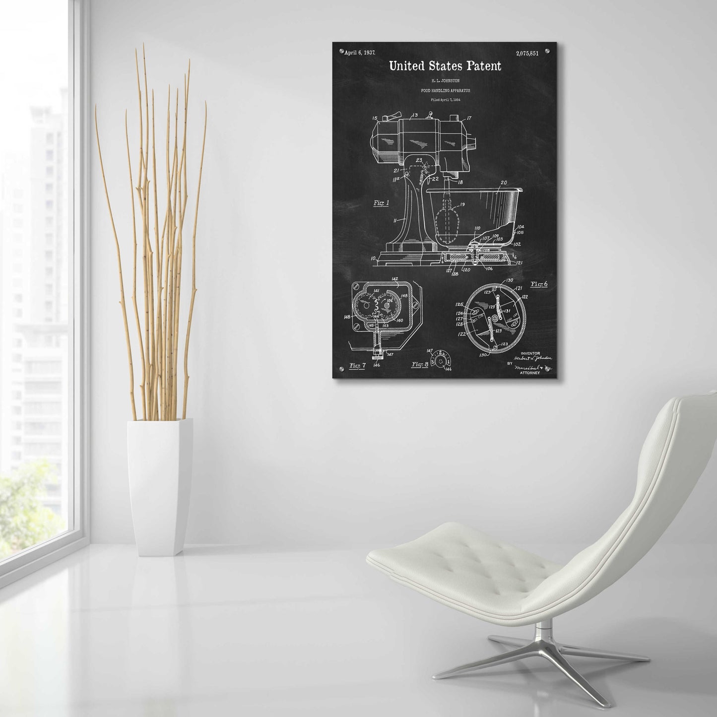 Epic Art 'Kitchen Mixer Blueprint Patent Chalkboard,' Acrylic Glass Wall Art,24x36