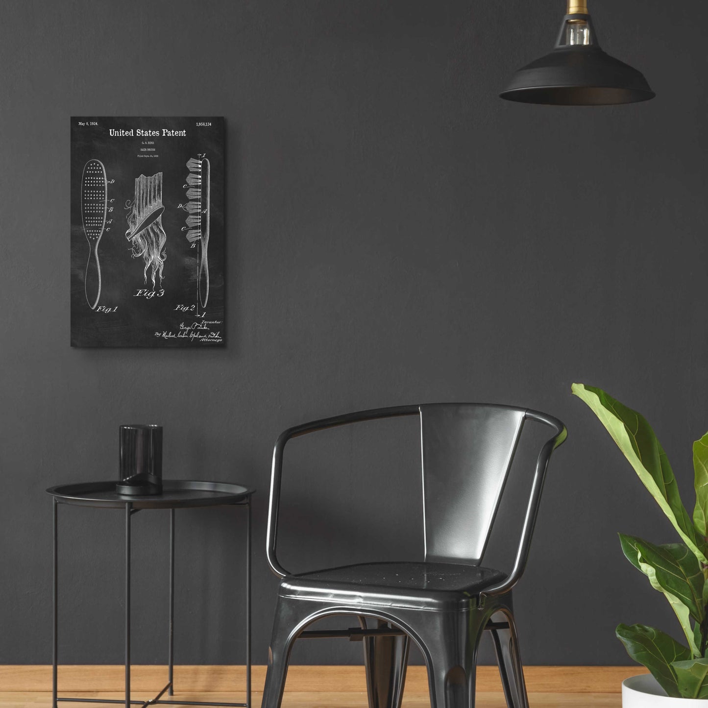 Epic Art 'Hair Brush Blueprint Patent Chalkboard,' Acrylic Glass Wall Art,16x24