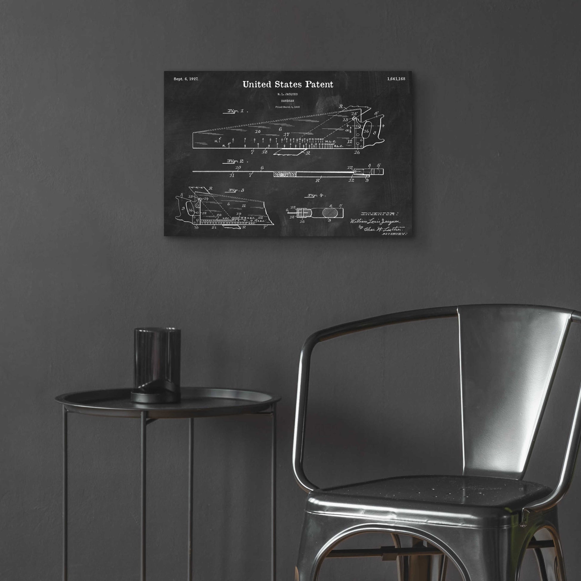 Epic Art 'Handsaw Blueprint Patent Chalkboard,' Acrylic Glass Wall Art,24x16