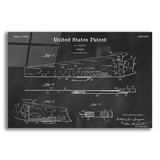 Epic Art 'Handsaw Blueprint Patent Chalkboard,' Acrylic Glass Wall Art,16x12x1.1x0,26x18x1.1x0,34x26x1.74x0,54x40x1.74x0