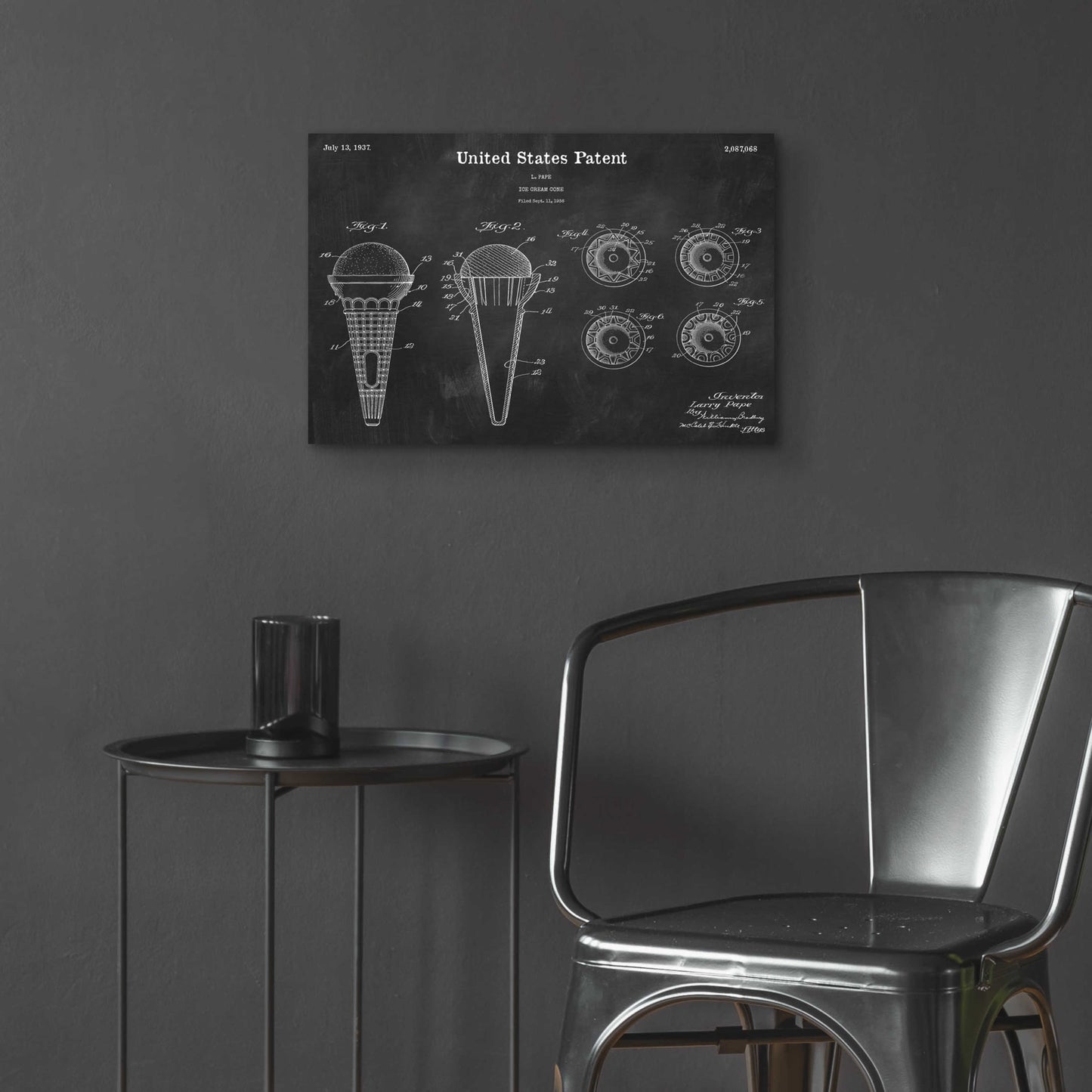 Epic Art 'Ice Cream Cone Blueprint Patent Chalkboard,' Acrylic Glass Wall Art,24x16