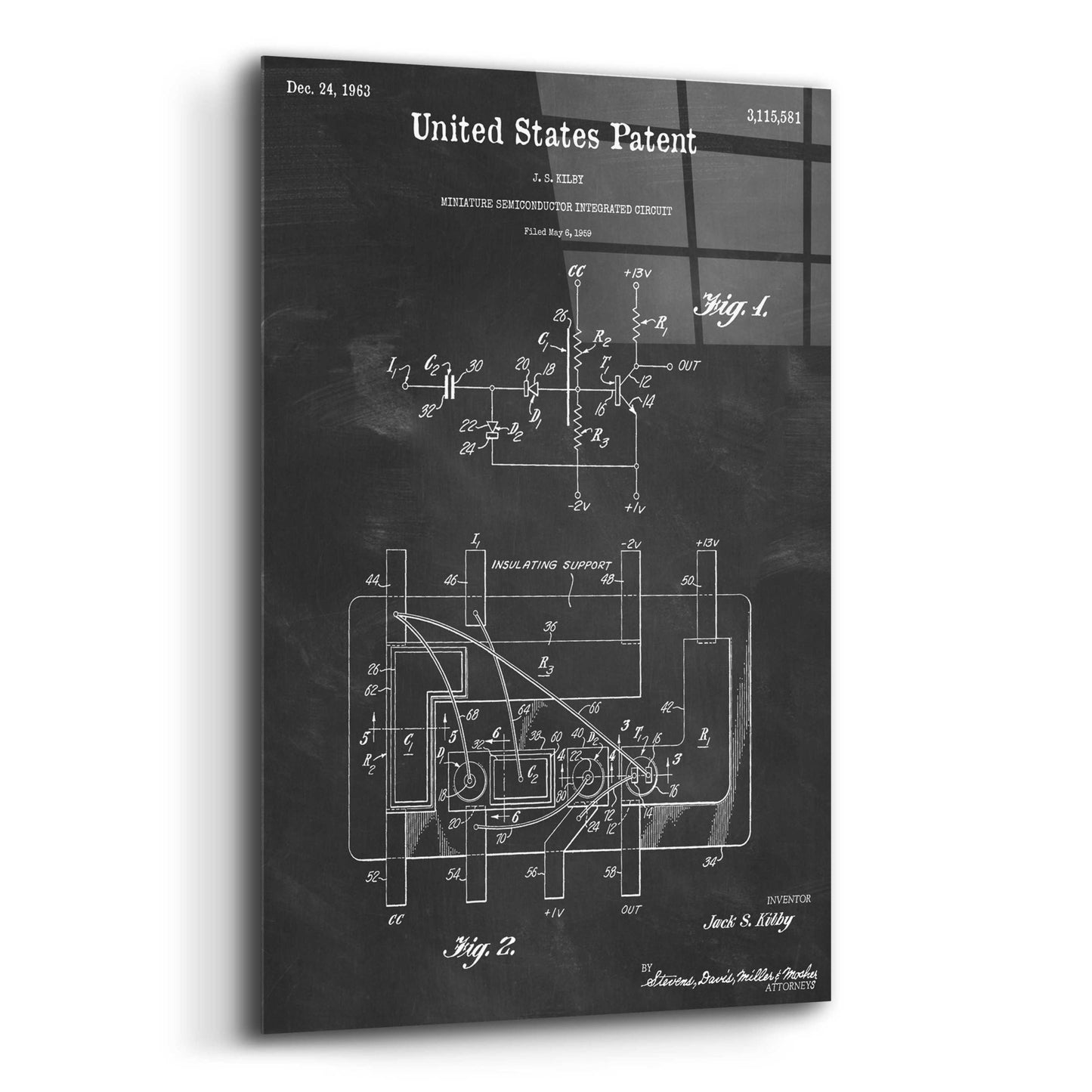 Epic Art 'Integrated Circuit Blueprint Patent Chalkboard,' Acrylic Glass Wall Art,12x16