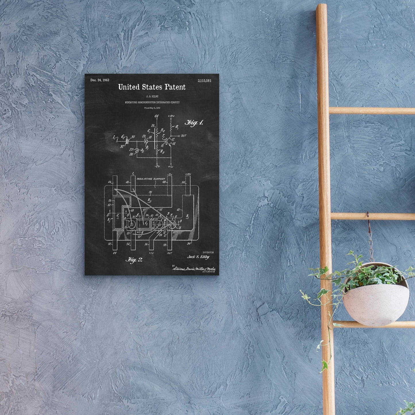 Epic Art 'Integrated Circuit Blueprint Patent Chalkboard,' Acrylic Glass Wall Art,16x24