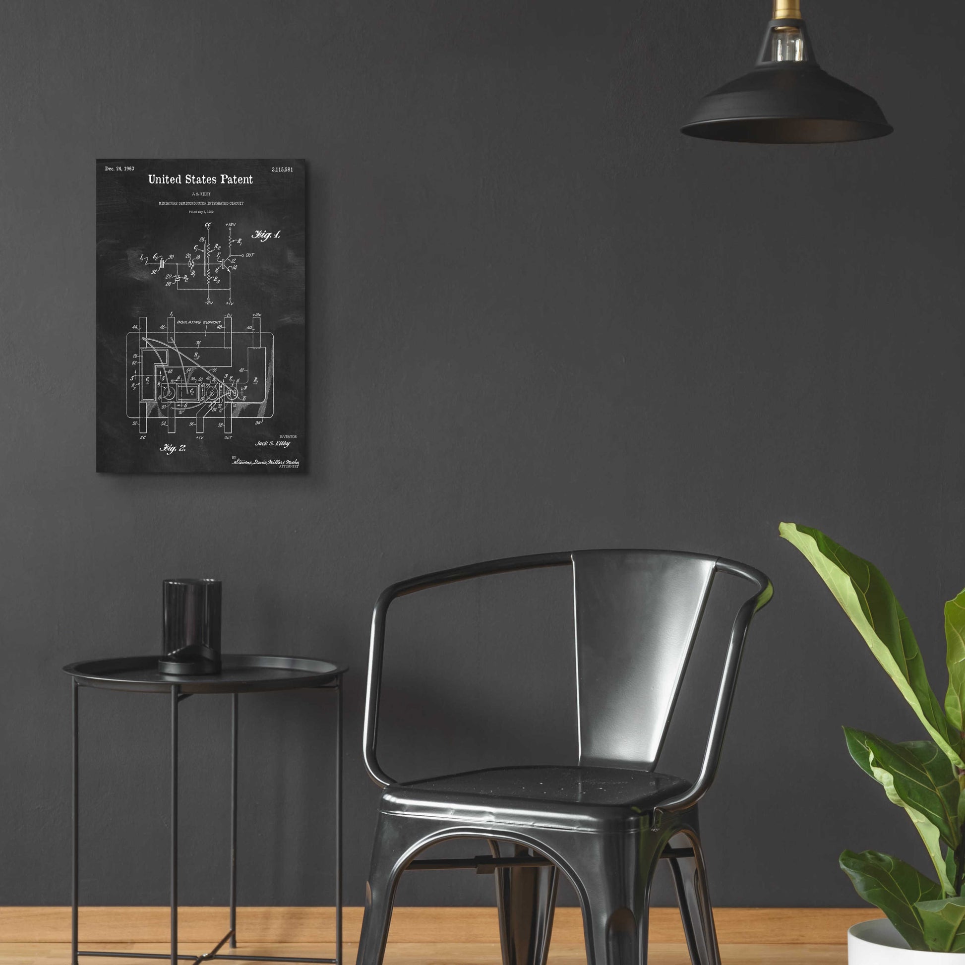 Epic Art 'Integrated Circuit Blueprint Patent Chalkboard,' Acrylic Glass Wall Art,16x24