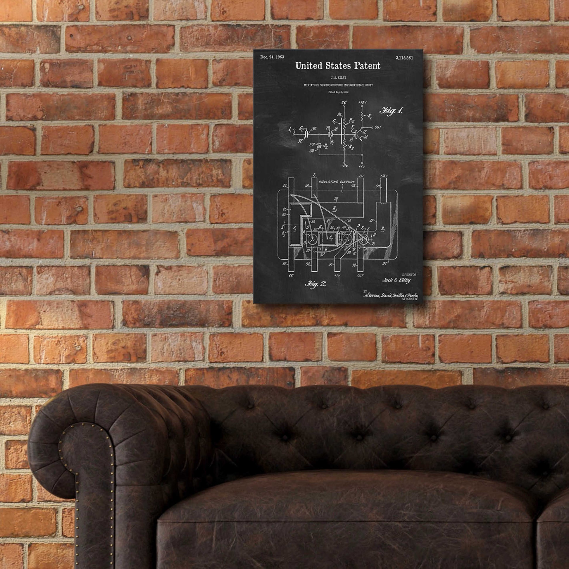 Epic Art 'Integrated Circuit Blueprint Patent Chalkboard,' Acrylic Glass Wall Art,16x24