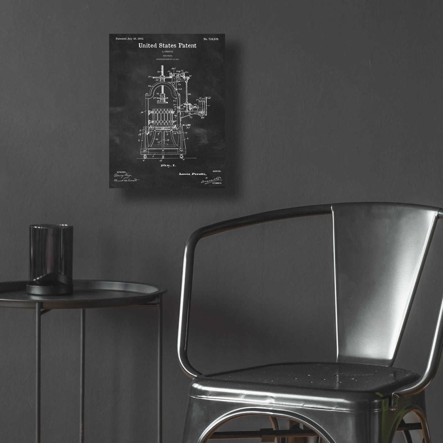 Epic Art 'Wine Press Blueprint Patent Chalkboard,' Acrylic Glass Wall Art,12x16