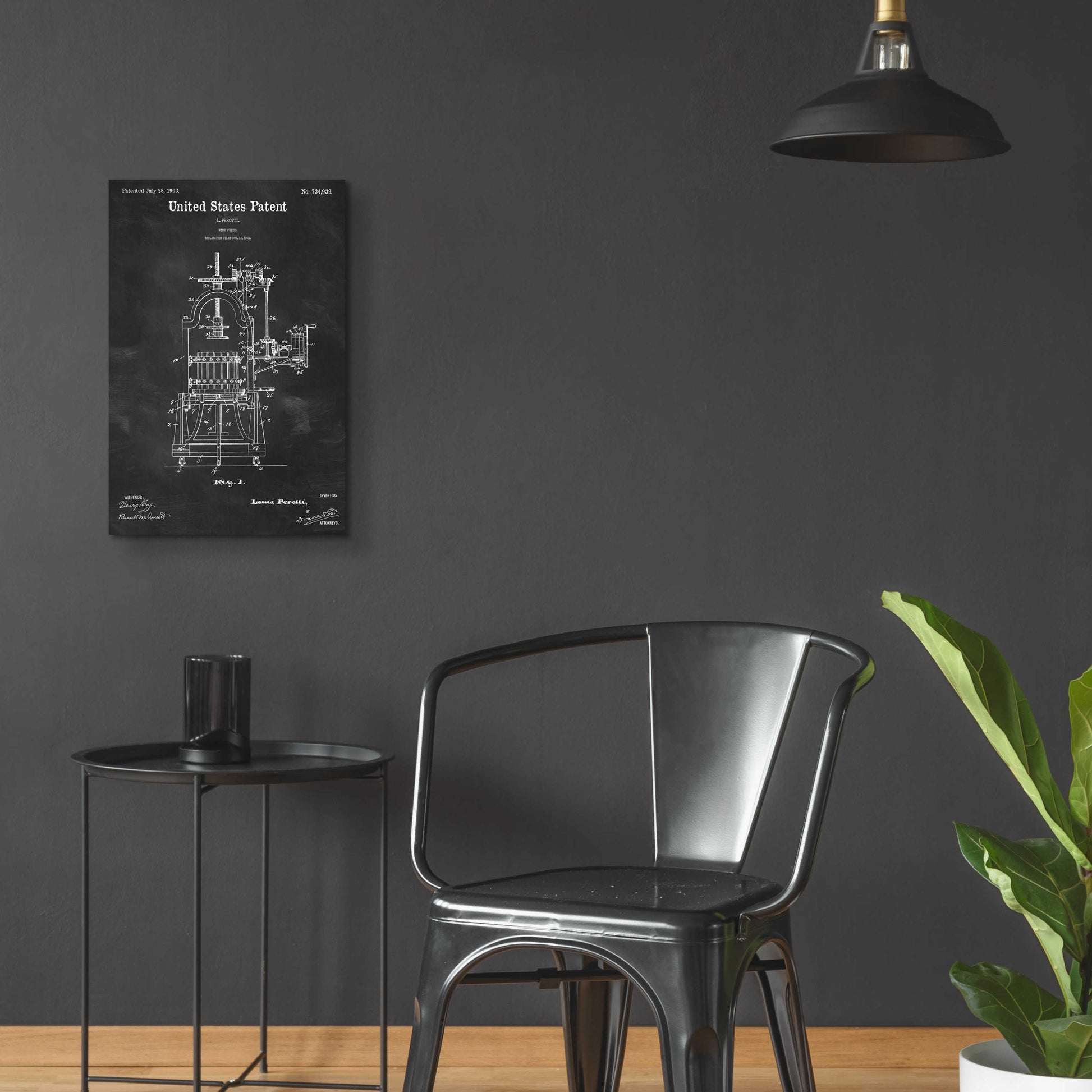 Epic Art 'Wine Press Blueprint Patent Chalkboard,' Acrylic Glass Wall Art,16x24
