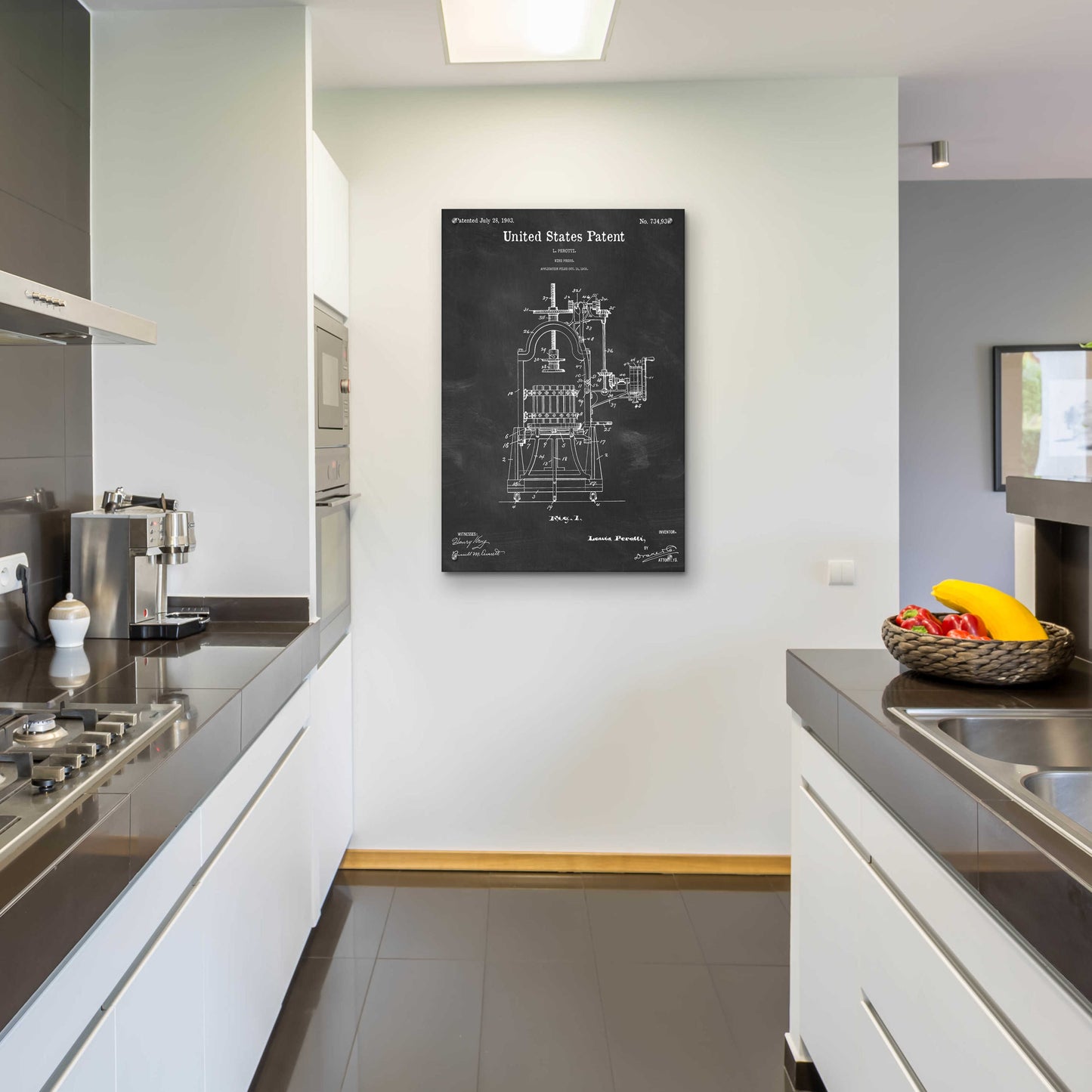 Epic Art 'Wine Press Blueprint Patent Chalkboard,' Acrylic Glass Wall Art,24x36