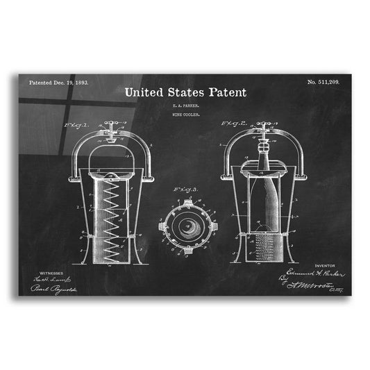Epic Art 'Wine Cooler Blueprint Patent Chalkboard,' Acrylic Glass Wall Art,16x12x1.1x0,26x18x1.1x0,34x26x1.74x0,54x40x1.74x0