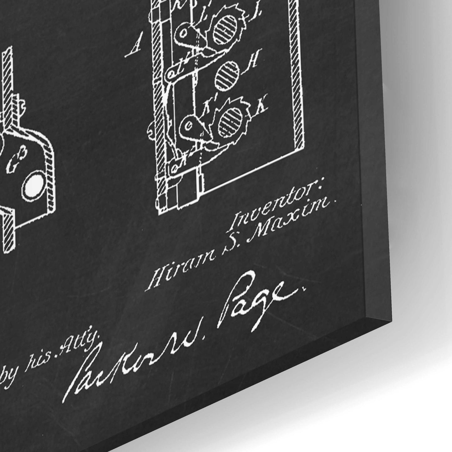 Epic Art 'Machine Gun Blueprint Patent Chalkboard,' Acrylic Glass Wall Art,16x12