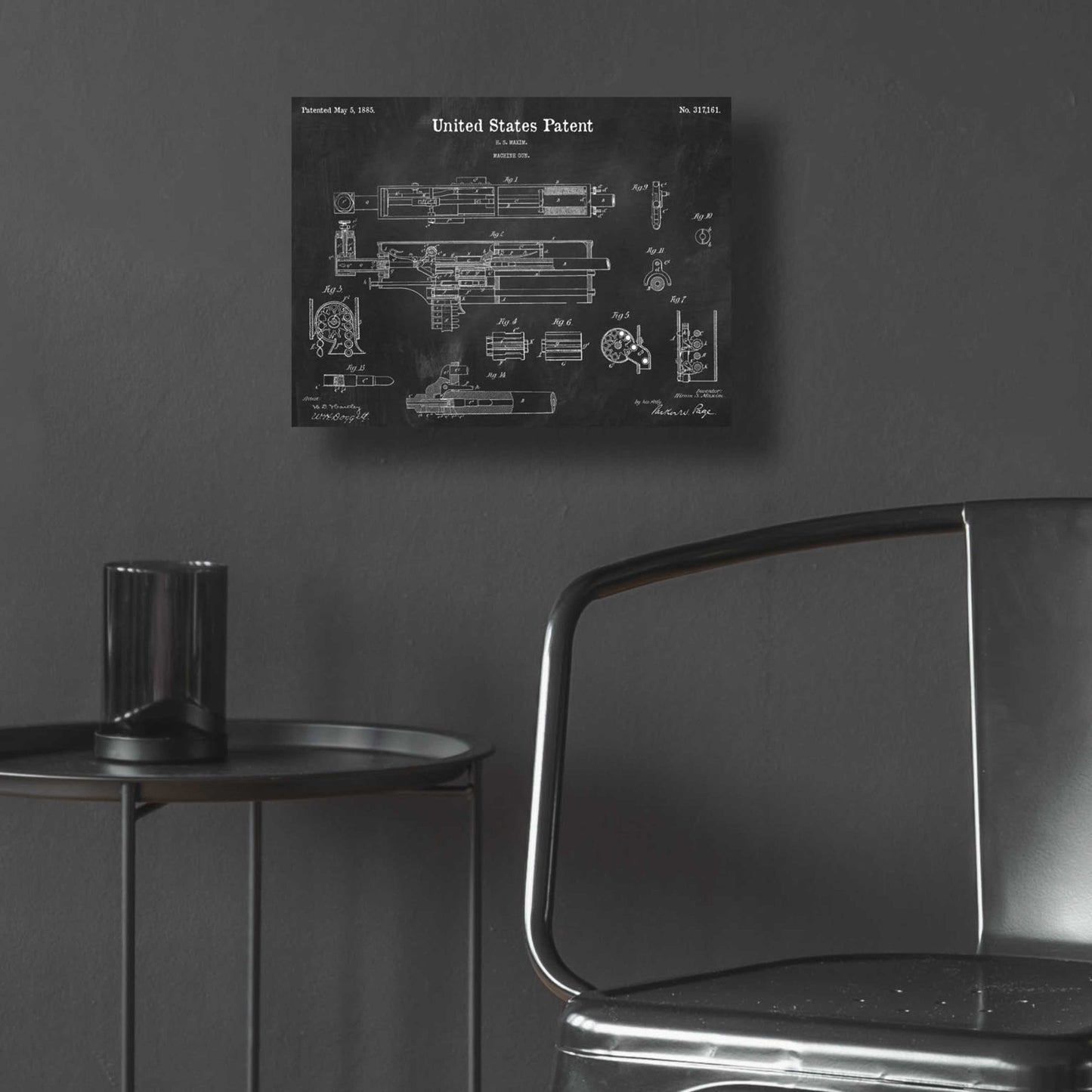 Epic Art 'Machine Gun Blueprint Patent Chalkboard,' Acrylic Glass Wall Art,16x12